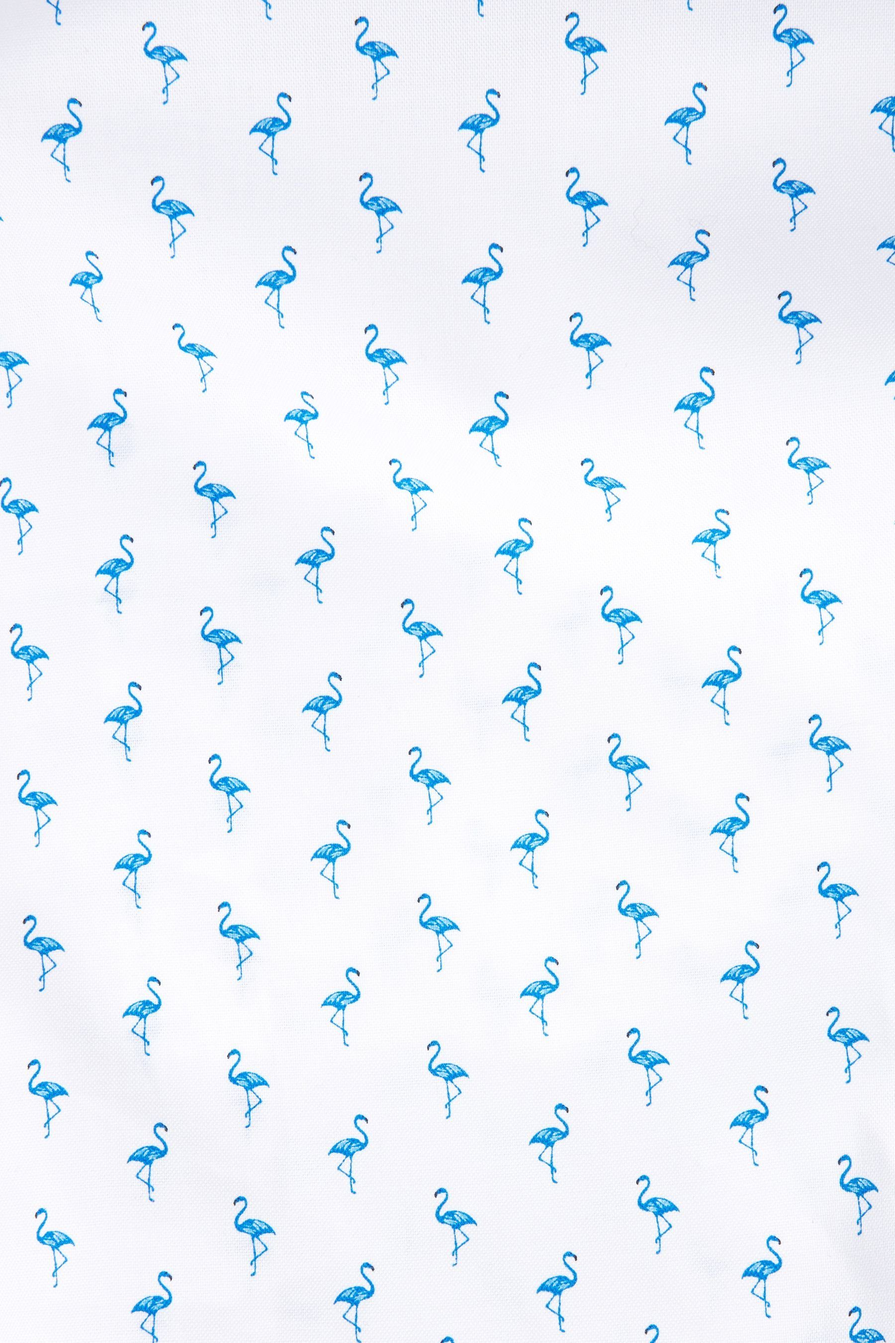 Fit Bügelleichtes Blue Next Regular Kurzarm-Oxfordhemd Flamingo (1-tlg) Print Kurzarmhemd