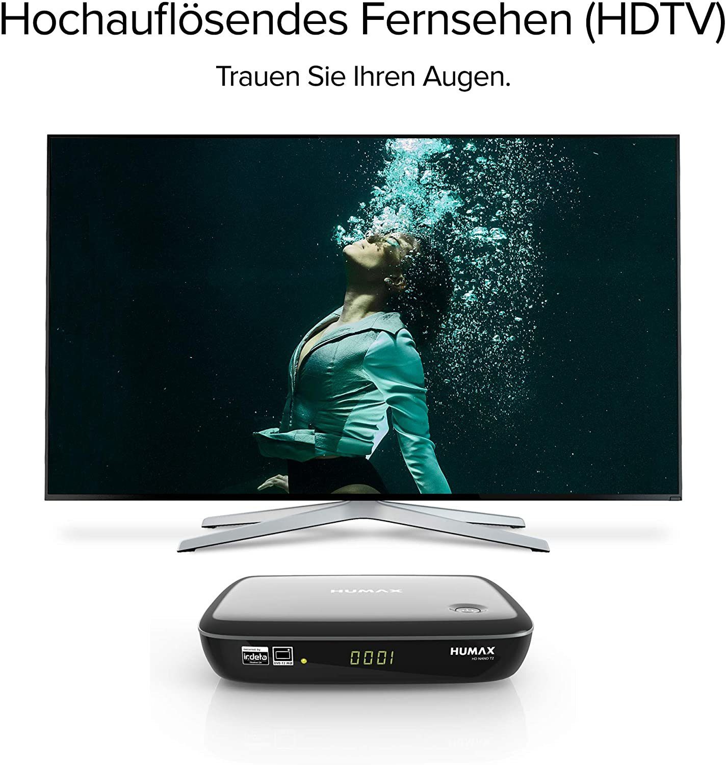 HD Receiver T2 HD / DVB-T2 Receiver mit Stabantenne Humax Set Receiver / Nano Humax HD DVB-T2