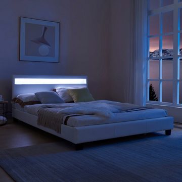 Corium Polsterbett (Bett und Matratze), LED-Bett »Paris« mit Matratze 140x200cm weiß
