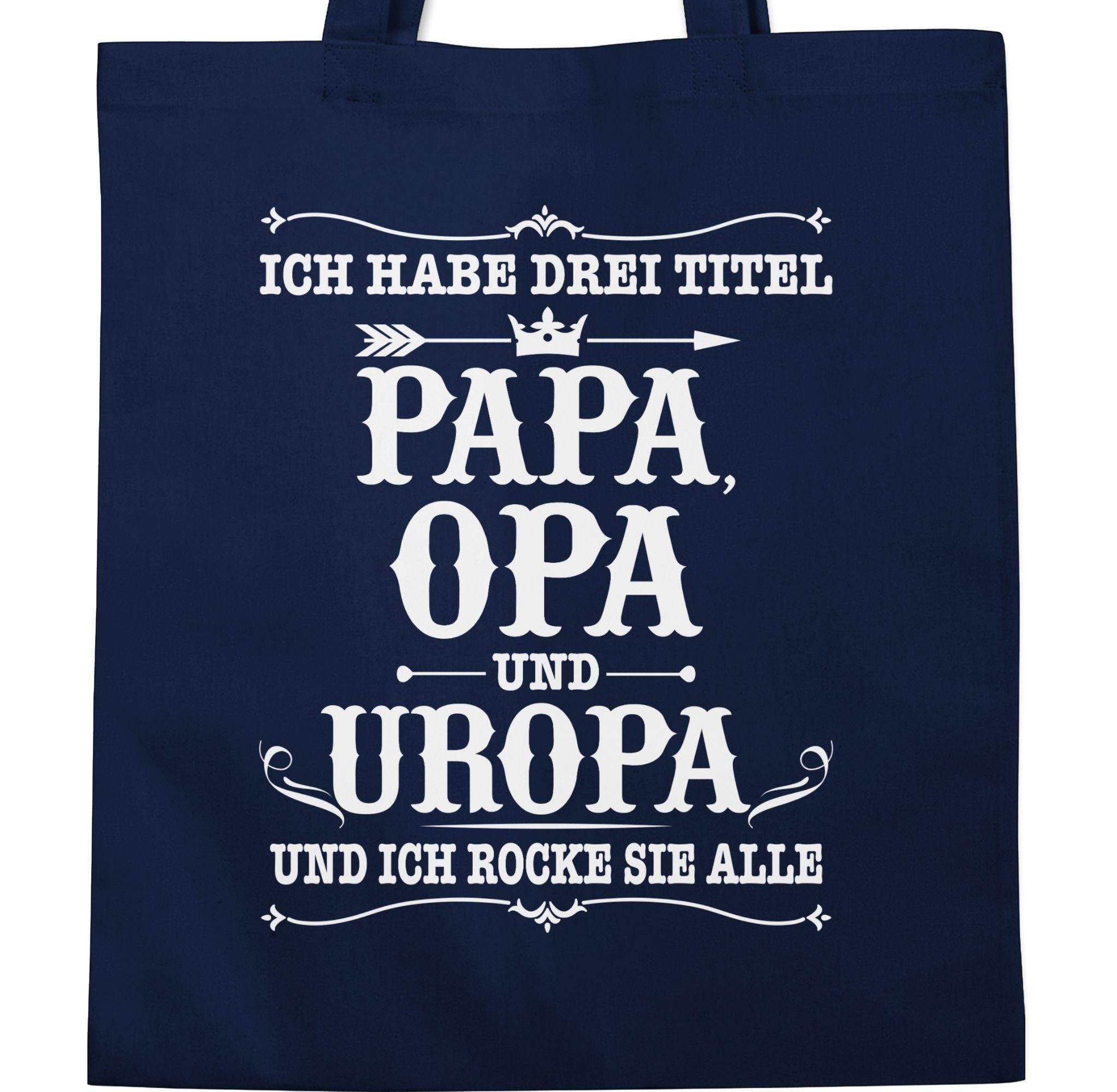 Shirtracer Umhängetasche Ich 1 Navy Opa Geschenke Opa Uropa Titel Blau weiß, und Papa habe - Drei