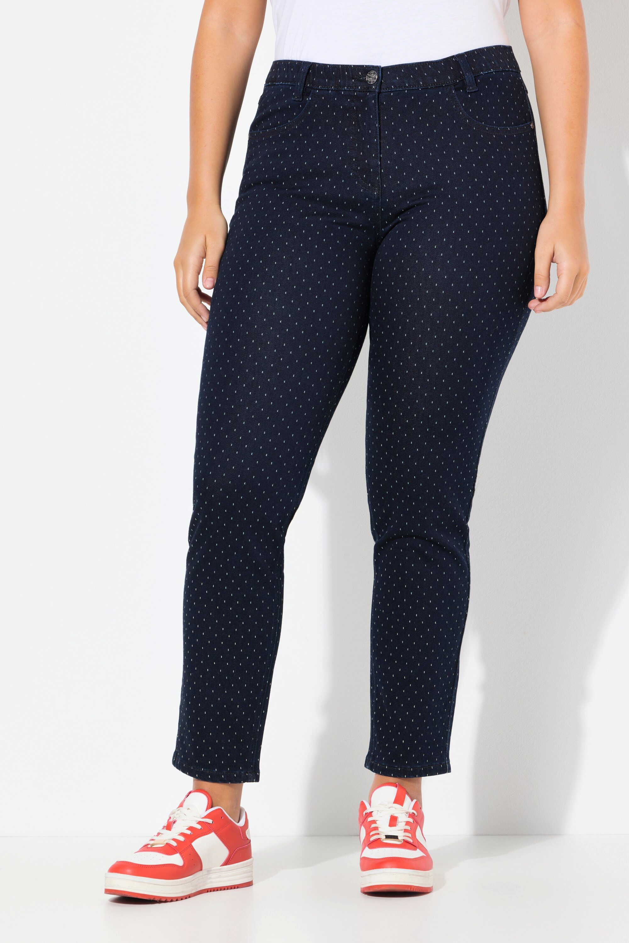 Ulla Popken Regular-fit-Jeans Jeans Sarah Punkte schmales konisches Bein