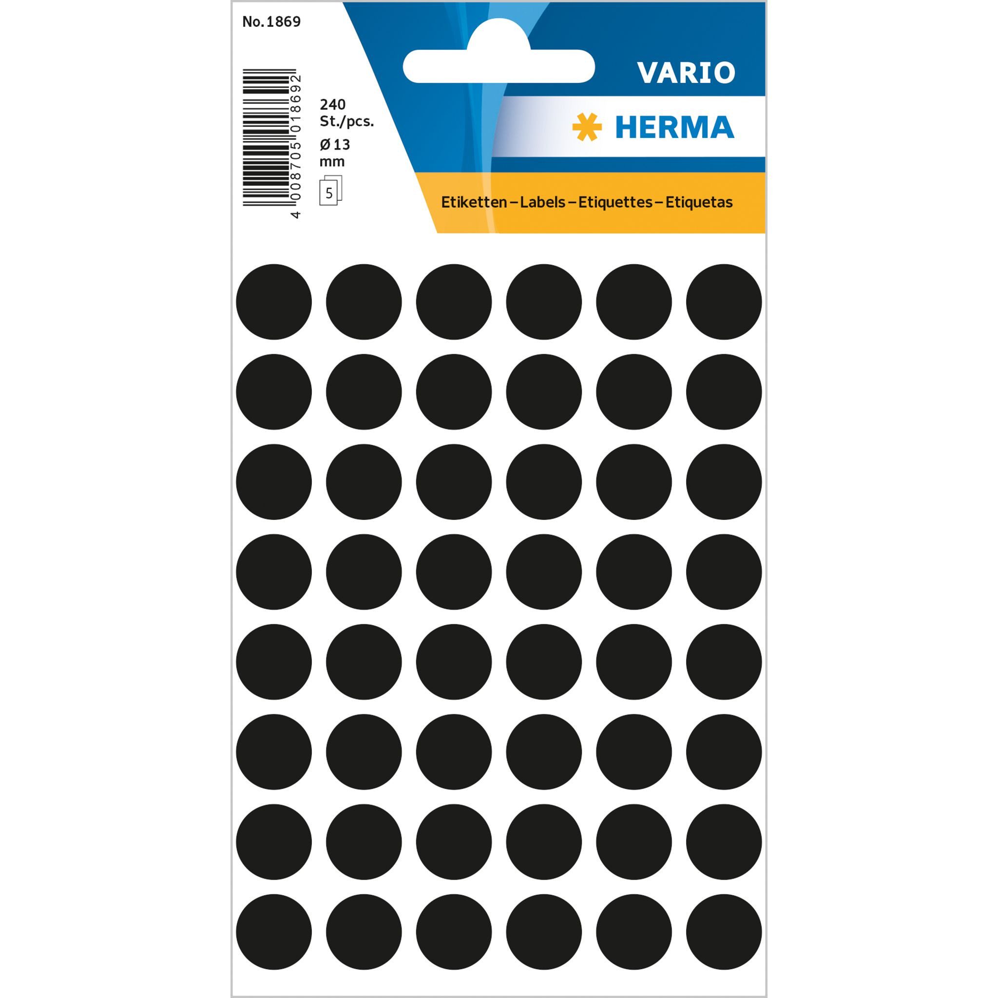 HERMA Moderationskoffer Herma Farbpunkte permanent haftend Ø 13 mm schwarz 240 Etik.