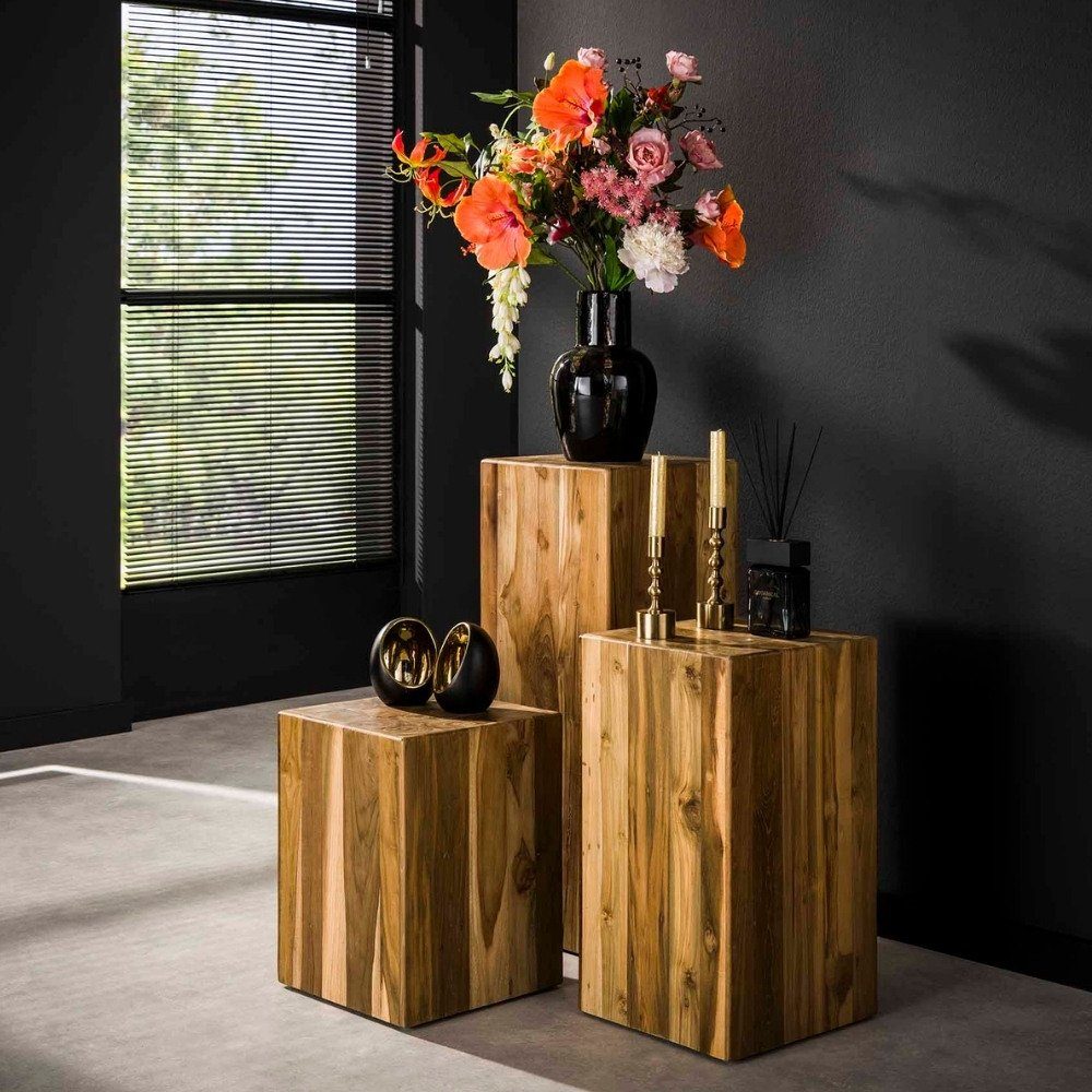Zola Blumenständer Möbel Blumenständer aus 450x350x350mm, in Teakholz RINGO-Living Natur-dunkel