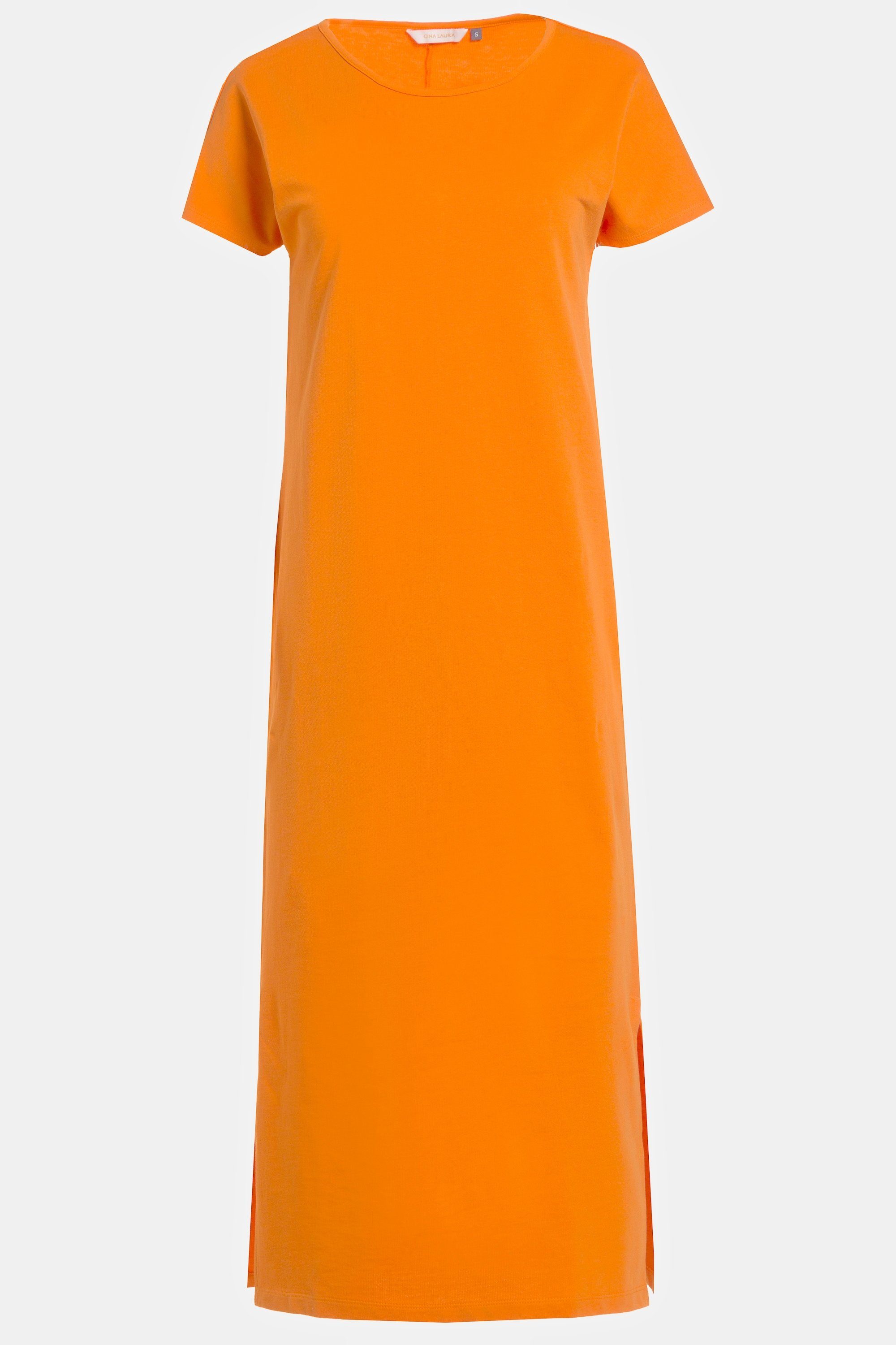 Jersey Gina Seitenschlitze Laura ärmellos Rundhals Jerseykleid Kleid orange