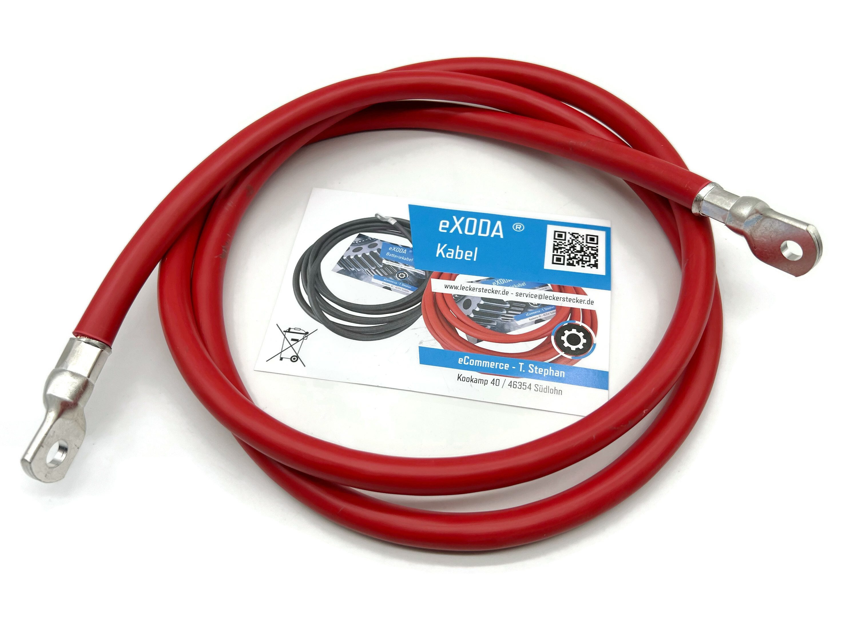 eXODA 70 mm2 M8 M10 Batteriekabel, Rot, (180 cm), 99% Kupfer