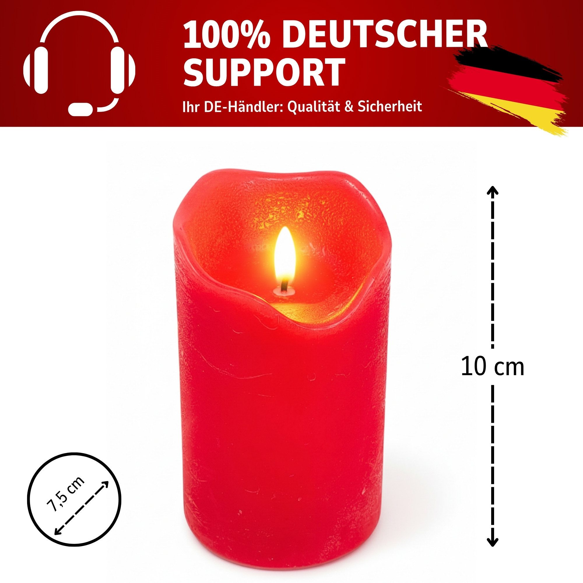 ToCi LED-Kerze LED Echtwachs Kerzen Set Timer schwarzer Docht Rot Ø7,5x10cm günstig online kaufen