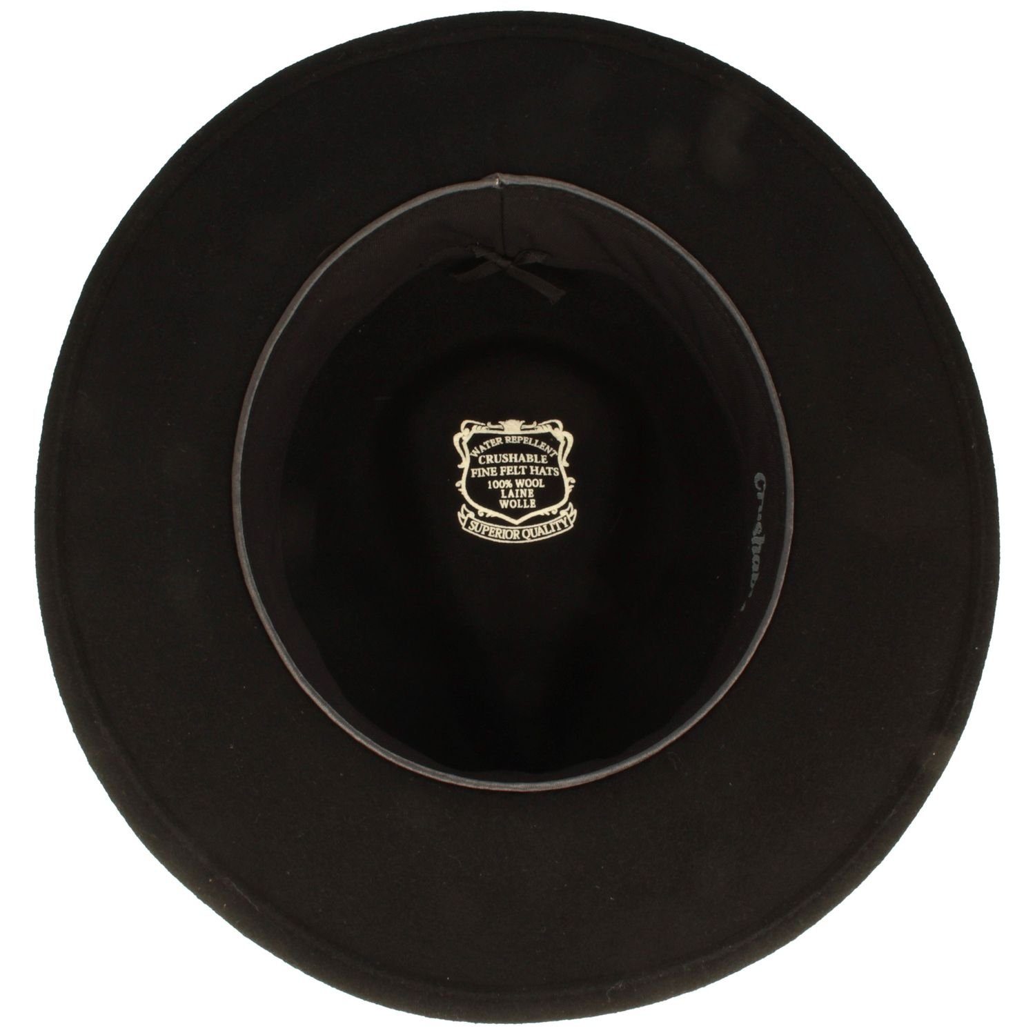 11 Outdoorhut Filzhut schwarz Breiter Ziernähten-Kunstlederband mit