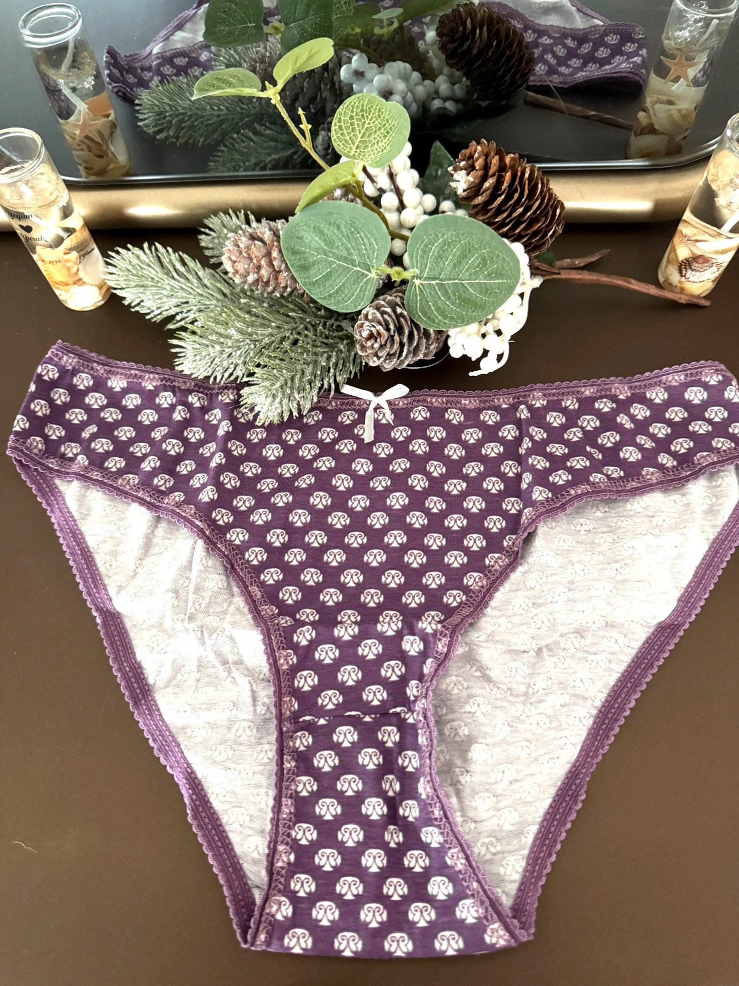 Slip Damen Slip 7er Pack – Gemustert, Baumwolle, Mit Schleifchen