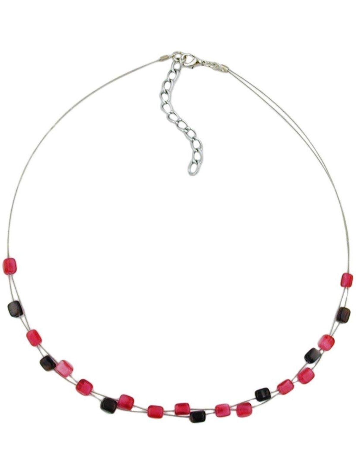 Gallay Perlenkette Drahtkette mit Glasperlen Würfel rosa und braun 42cm (1-tlg)