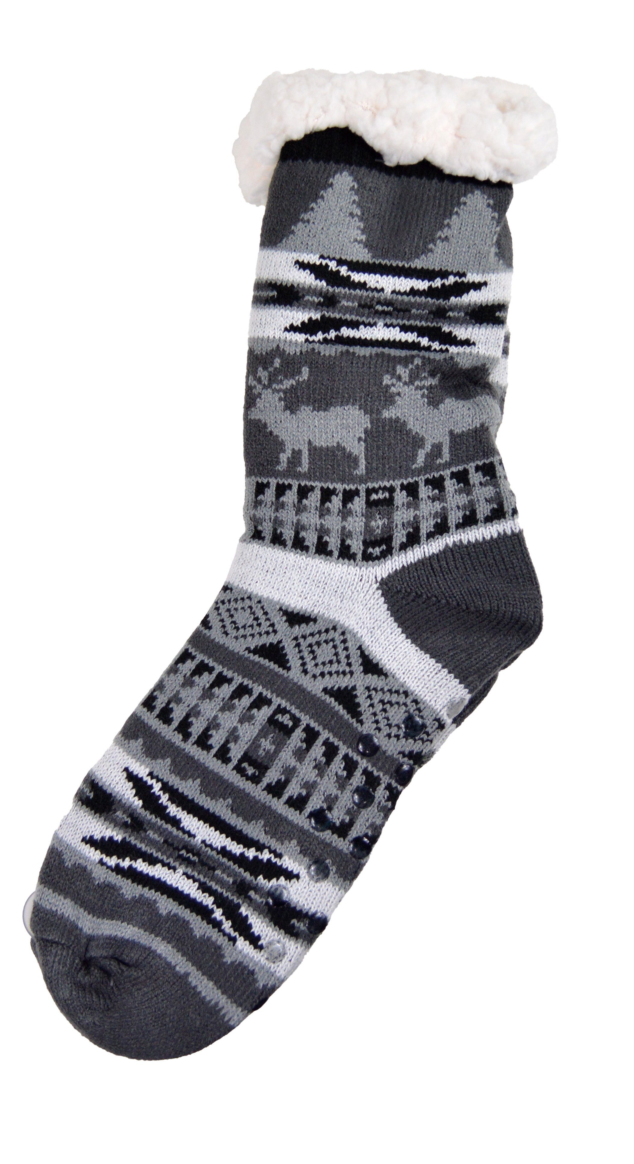 Frostfighter Haussocken Herren Hüttensocken mit ABS Stoppersohle (1-Paar) Hüttenschuhe, Wolkenfutter, dicke sehr warme gefütterte Socken