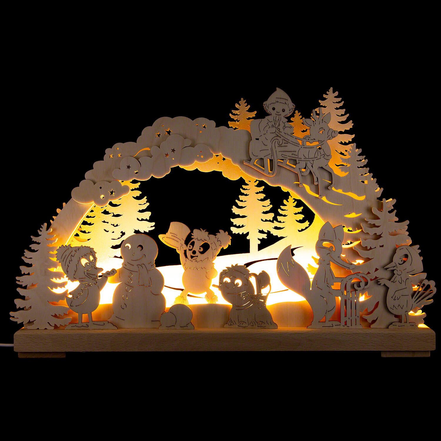 RATAGS Kunsthandwerk Schwibbogen 3D-Schwibbogen Pitti und Freunde beim Schneemannbau (43x28cm) von RATA
