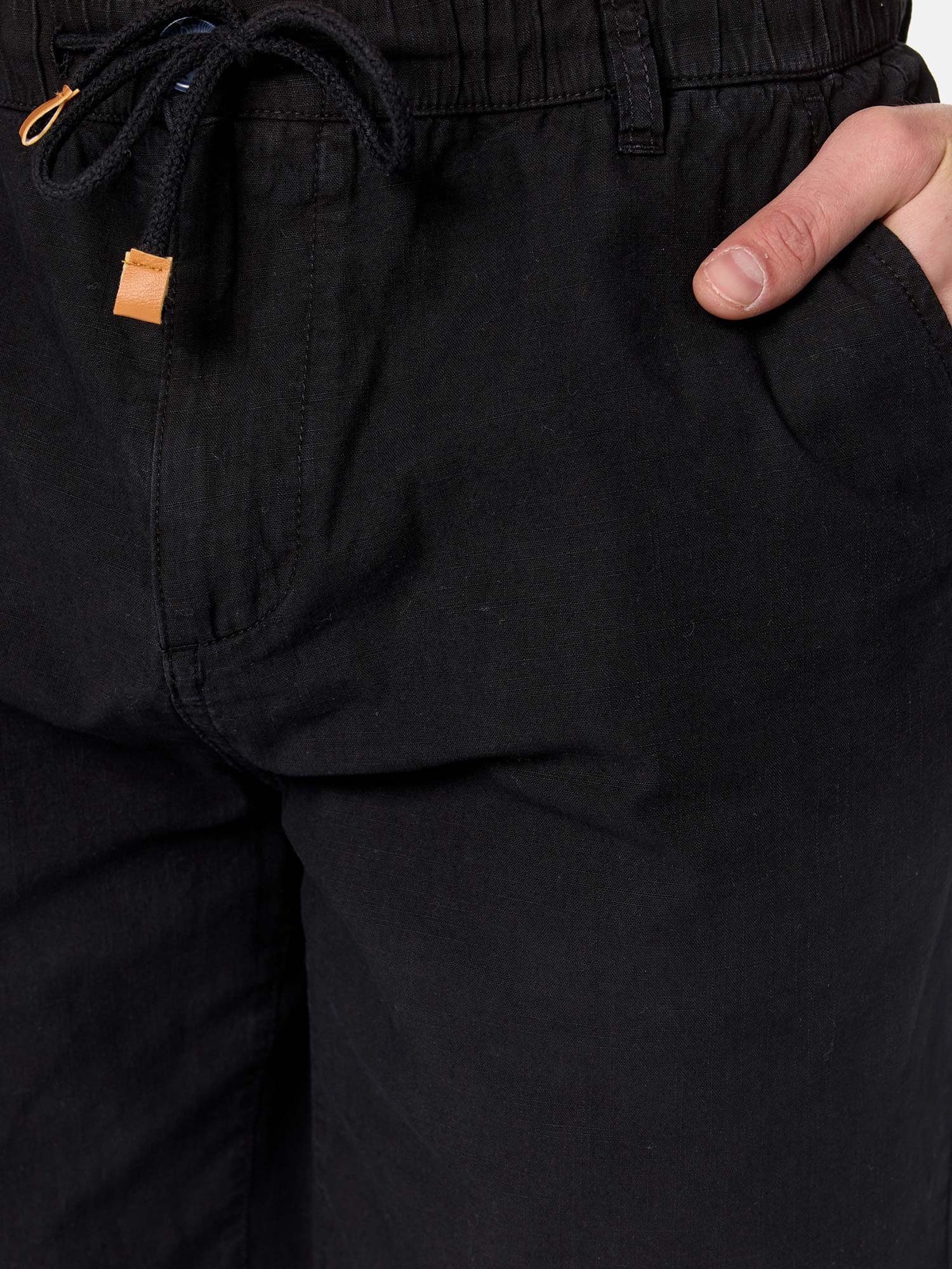 schwarz Hose in & A205 moderne Leinen-Optik zeitlose Shorts kurze Tazzio
