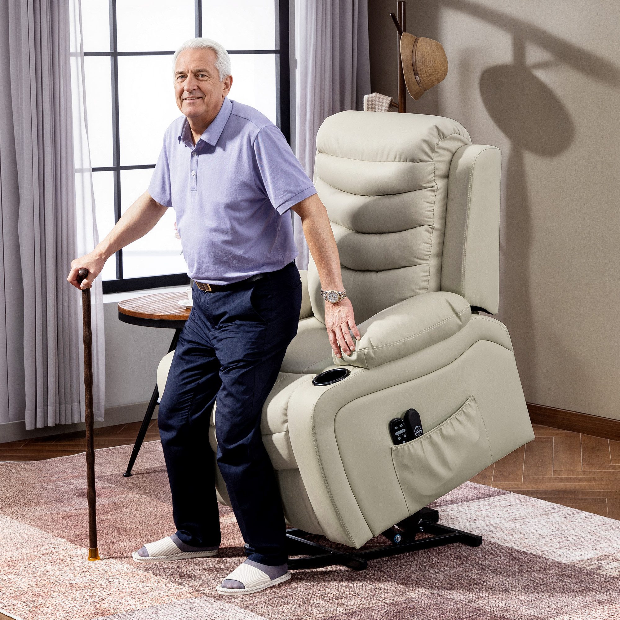 HOMCOM Relaxsessel Elektrisch Massagesessel Liegefunktion (Fernsehsessel, 1-St., TV Sessel), elektrisch verstellbar, Aufstehhilfe, Massagefunktion