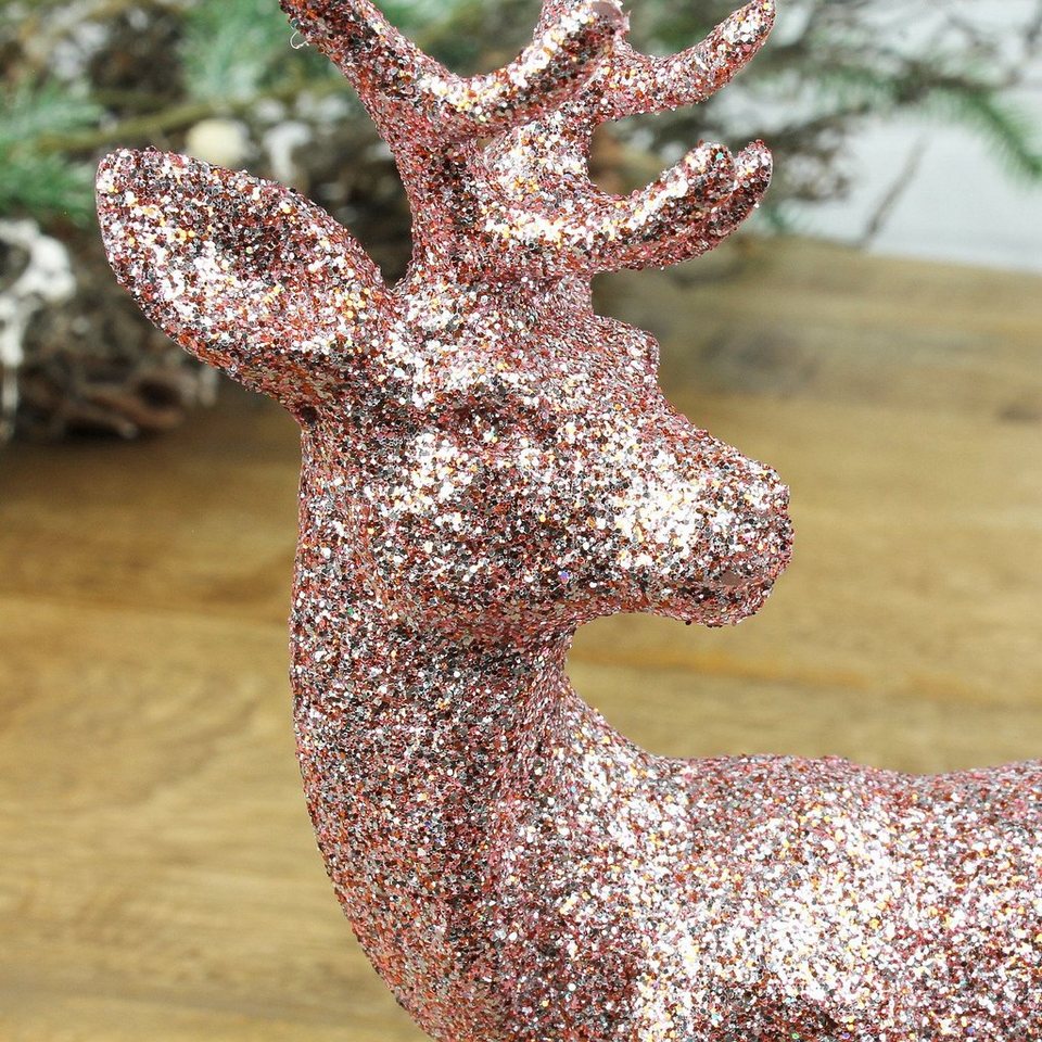 Macosa Home Weihnachtsfigur Deko Hirsch stehend Weihnachtsdeko Dekofigur  Deko-Hirsch, Deko-Objekt Hirschdekoration Weihnachten Winter-Dekoration  Tierfigur