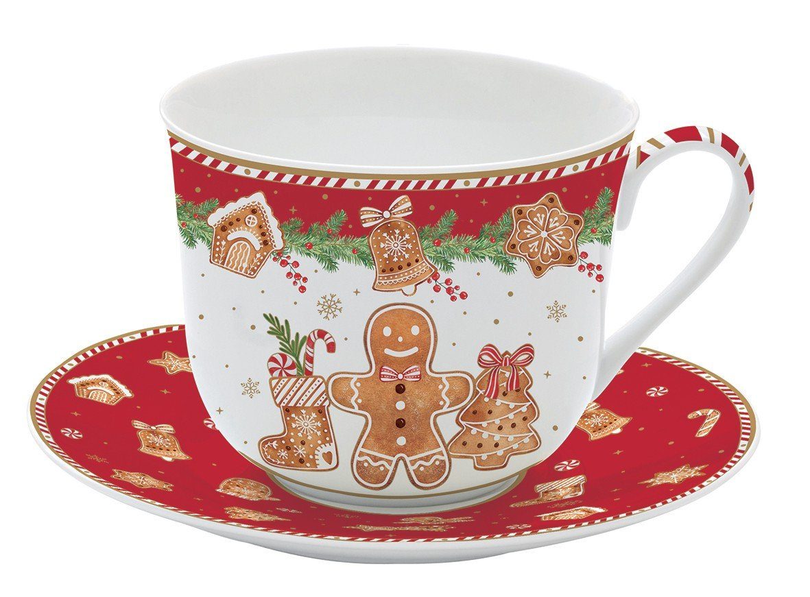 Porzellan, Porzellan Gingerbread, Mehrfarbig Fancy easylife H:8.5cm Geschirr-Set D:10.5cm