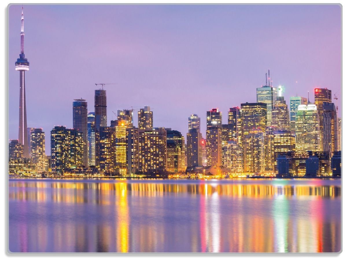 Wallario Schneidebrett Toronto Skyline - Kanada am Abend, ESG-Sicherheitsglas, (inkl. rutschfester Gummifüße 4mm, 1-St), 30x40cm