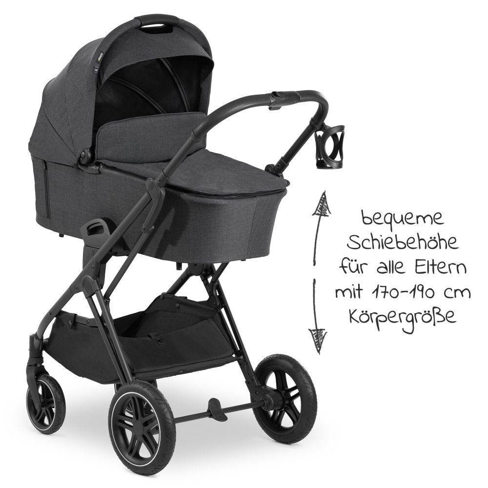 Babywanne, mit Set Kombi-Kinderwagen X Sportsitz, Set Isofix - Base Babyschale, Hauck Black, Kinderwagen Vision Melange 4in1 Trio