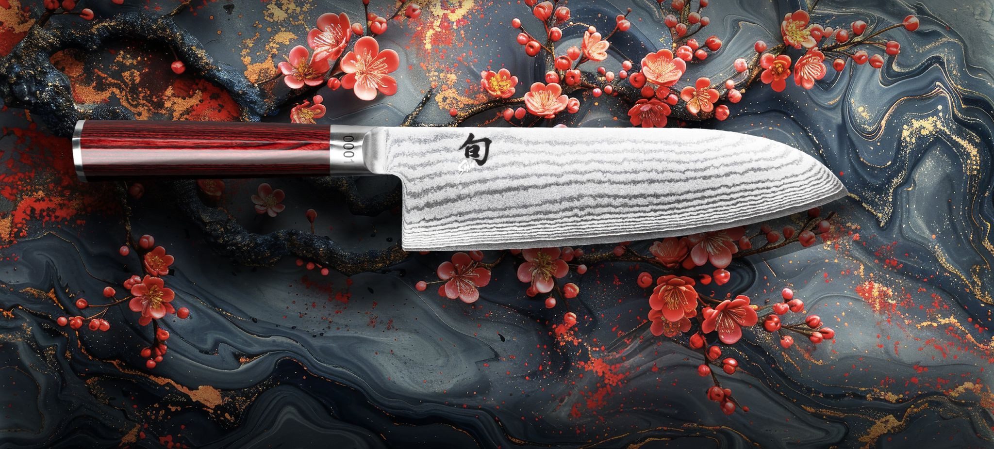 KAI Santokumesser Shun großes Santoku DM-0717RD mit roten Griff