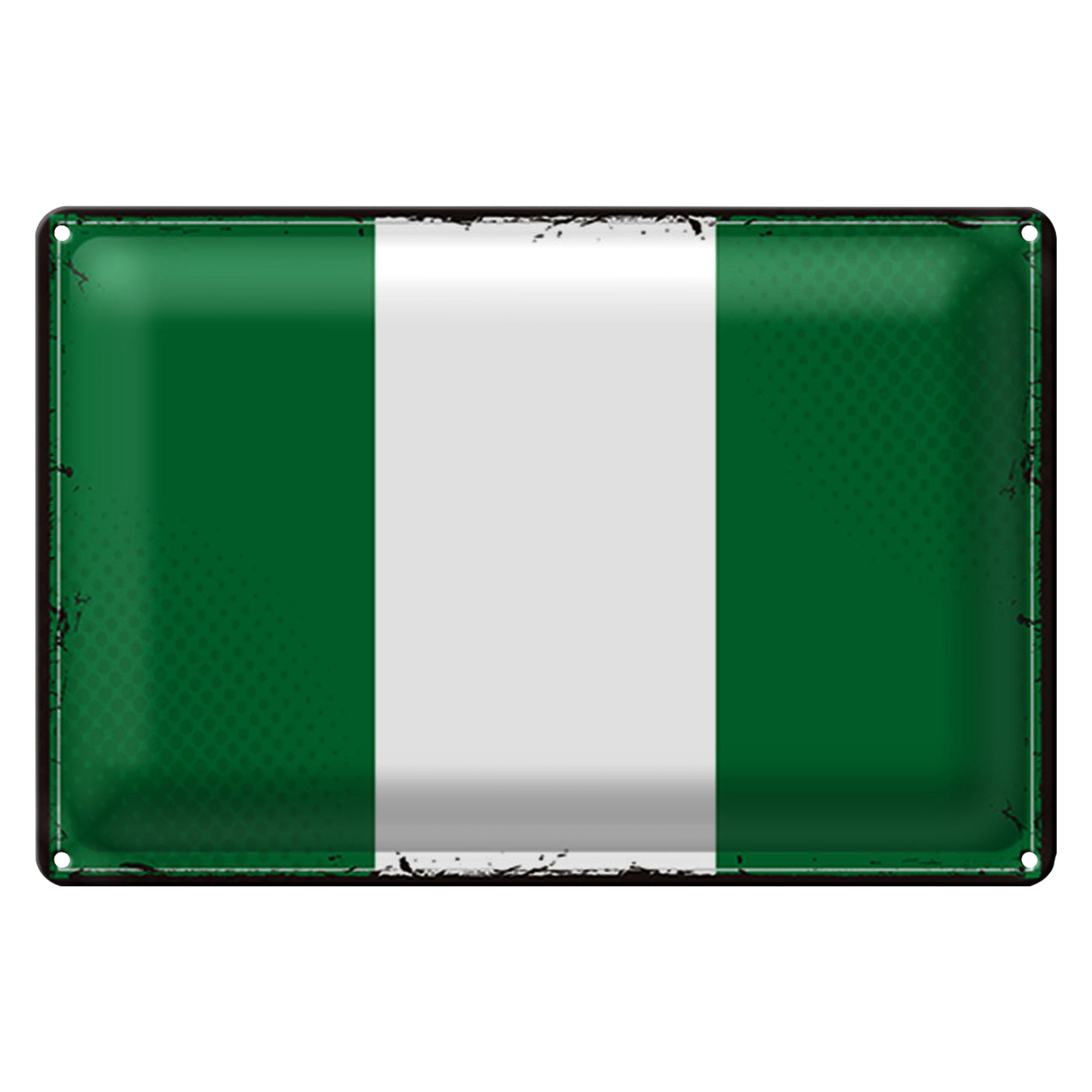Roomando Metallschild Flagge Nigeria 40x30cm Retro Flag of Nigeria