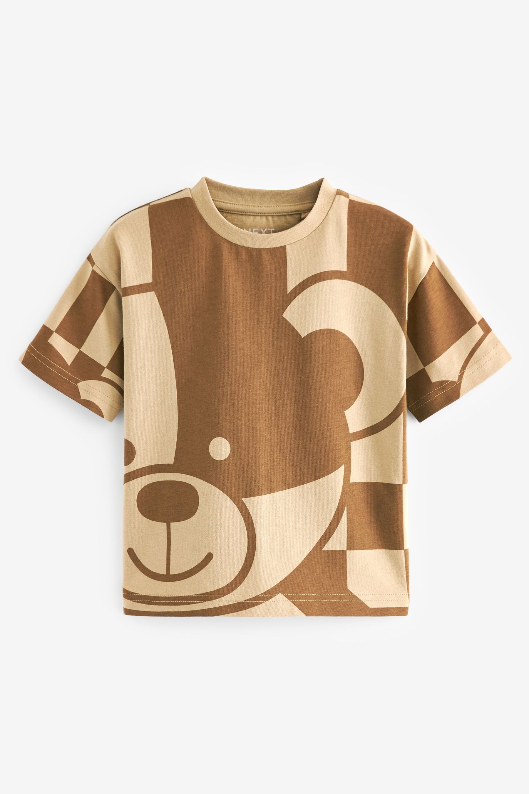 Next T-Shirt Kurzarm-T-Shirt mit durchgehendem Print (1-tlg) Tan Bear