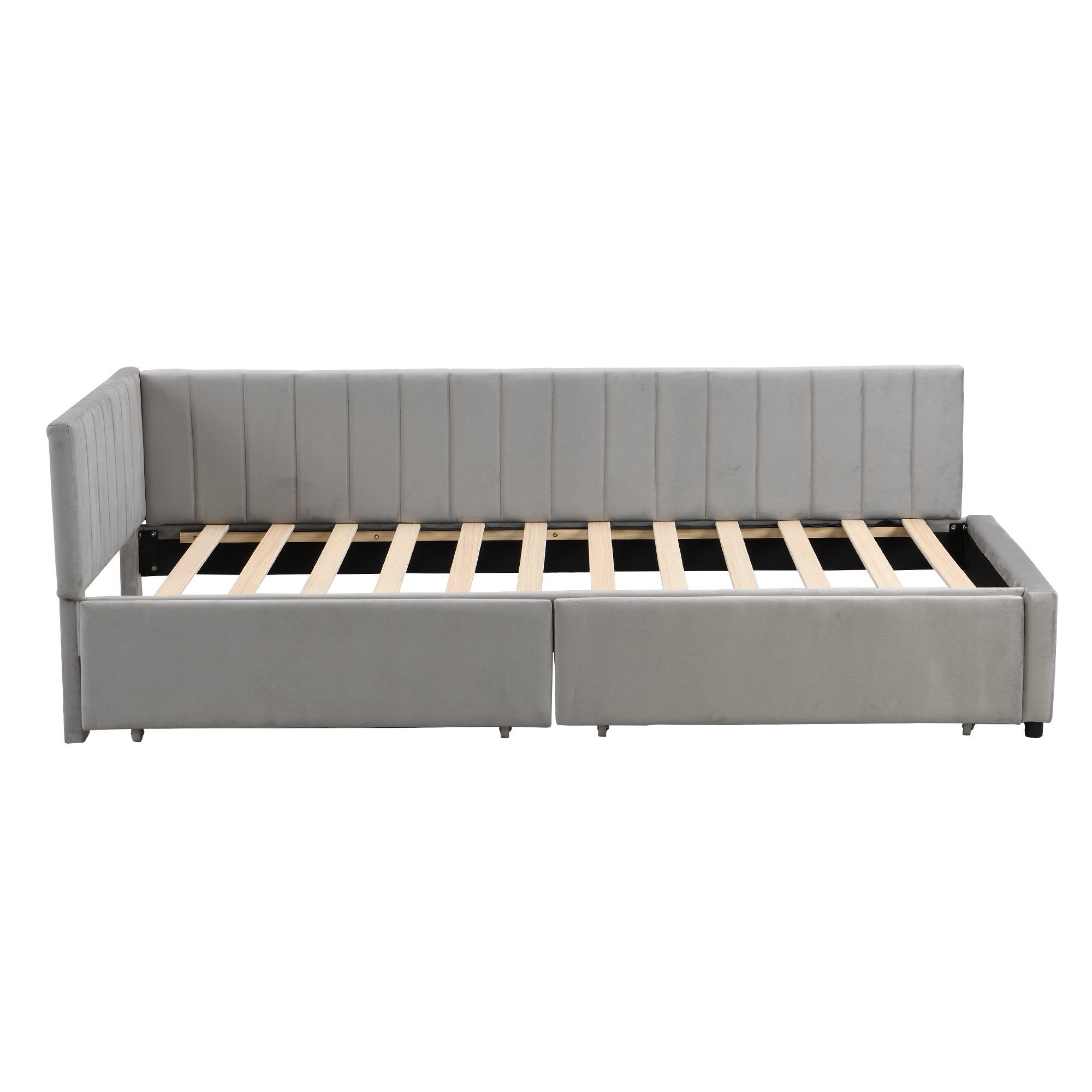 Polsterbett (Daybett), Tagesbett Schlafsofa 90x200cm mit 2 Schubladen und Lattenrost, Samt