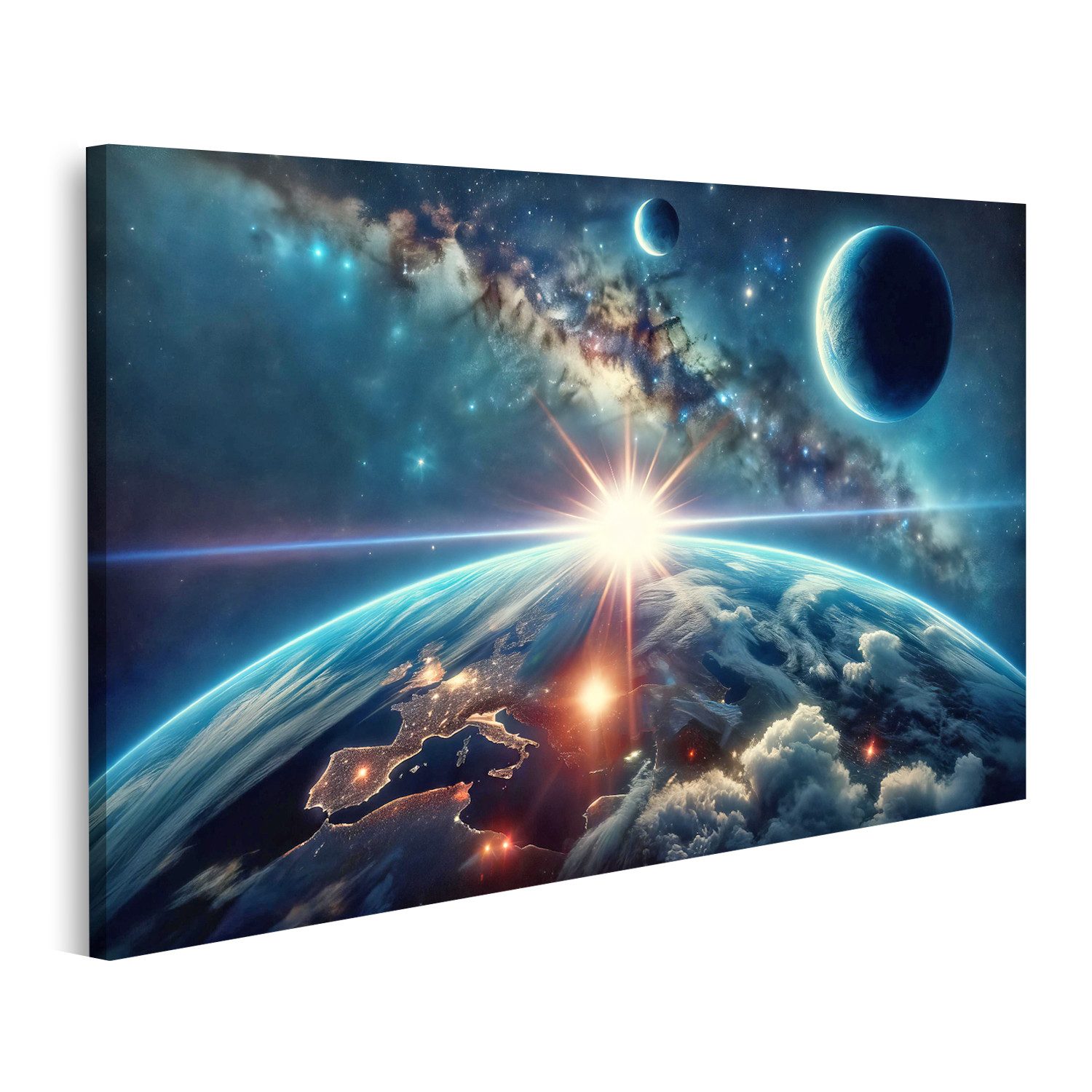 Leinwandbild Space Weltall Sonnenstrahlen Planeten Fantasy