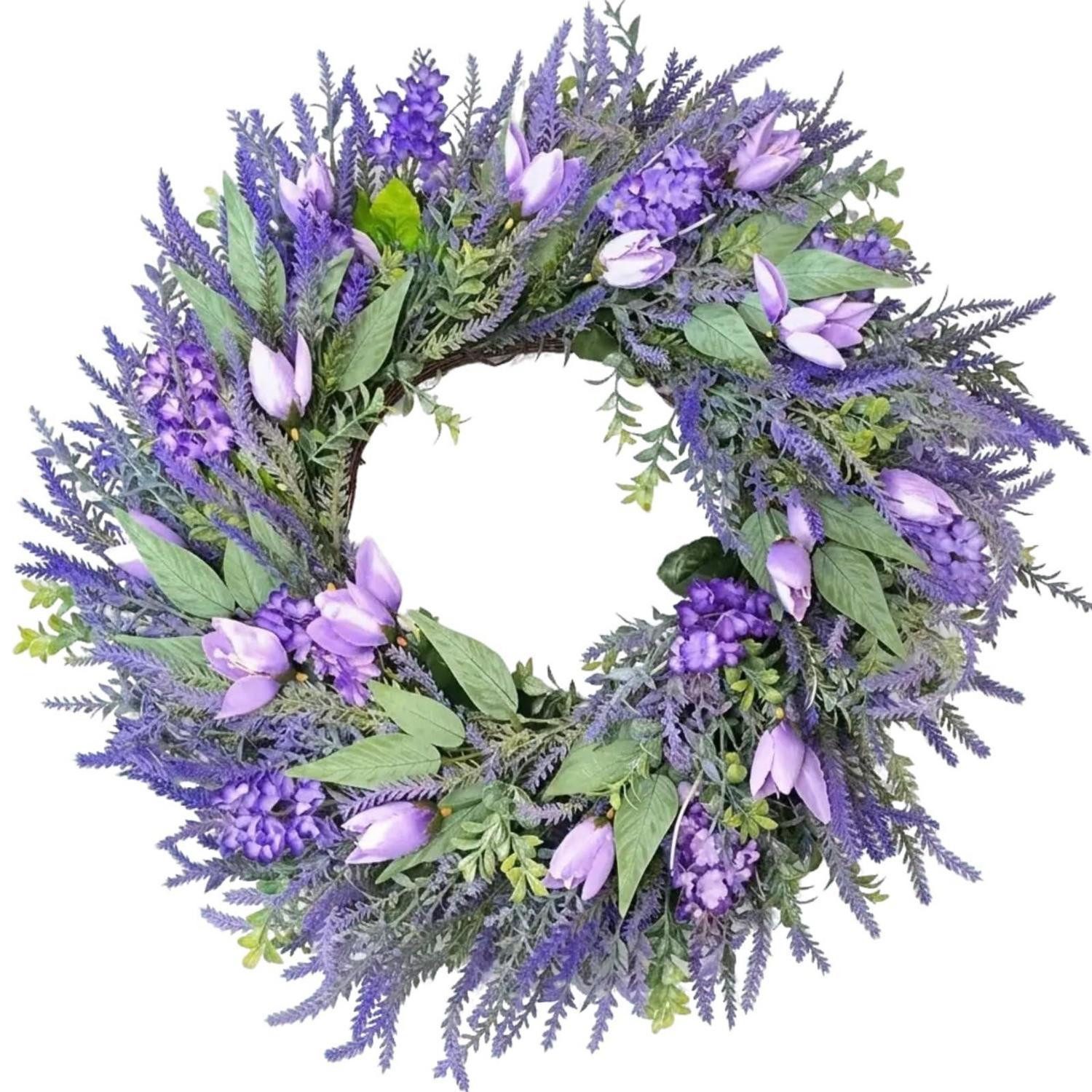LuxusKollektion Osterkranz Lavendelkranz Lila 66cm Frühlingsdeko