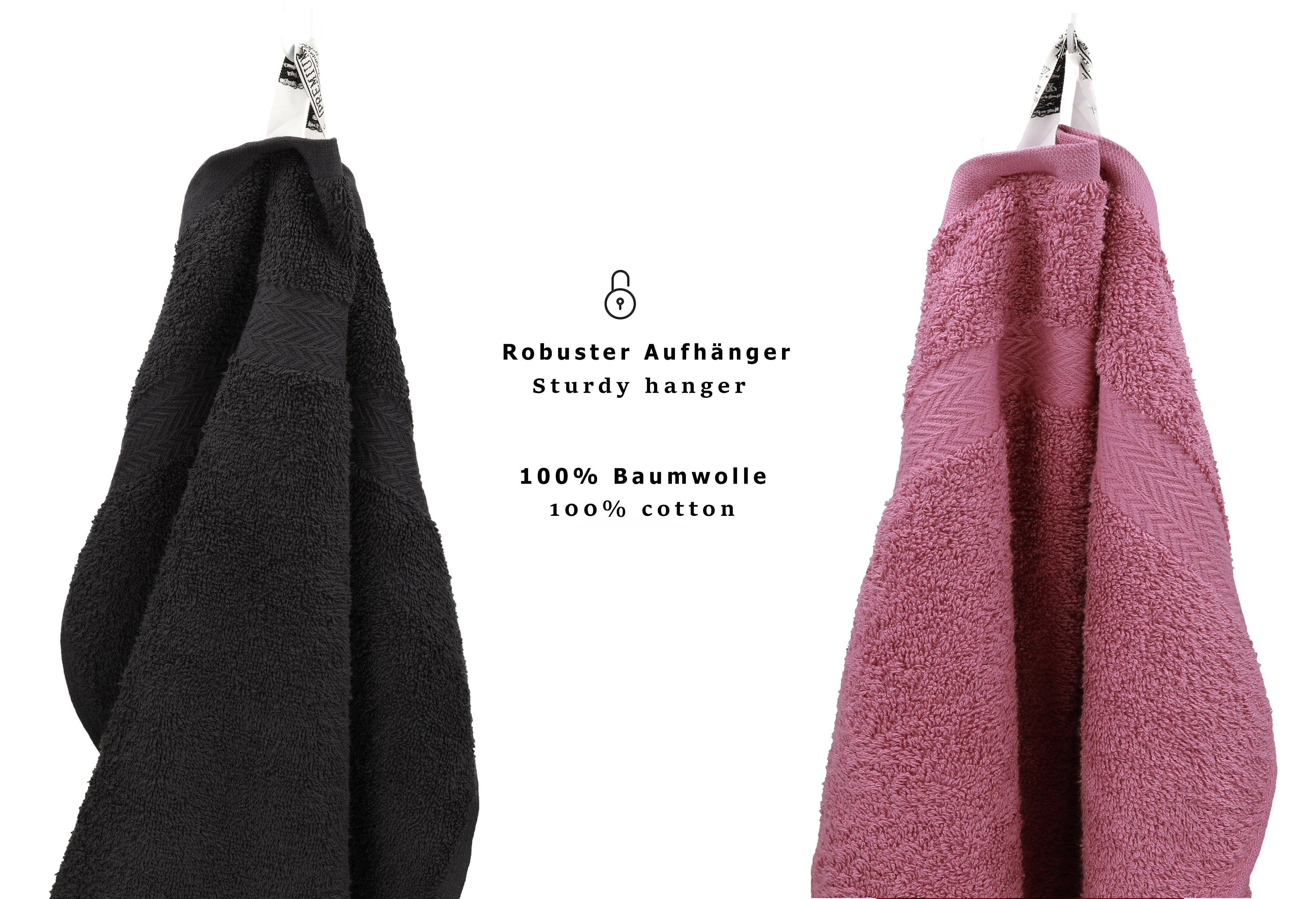 12-TLG. Farbe Betz Premium Handtuch (12-tlg) Baumwolle, Set 100% Graphit/Beere, Set Handtuch