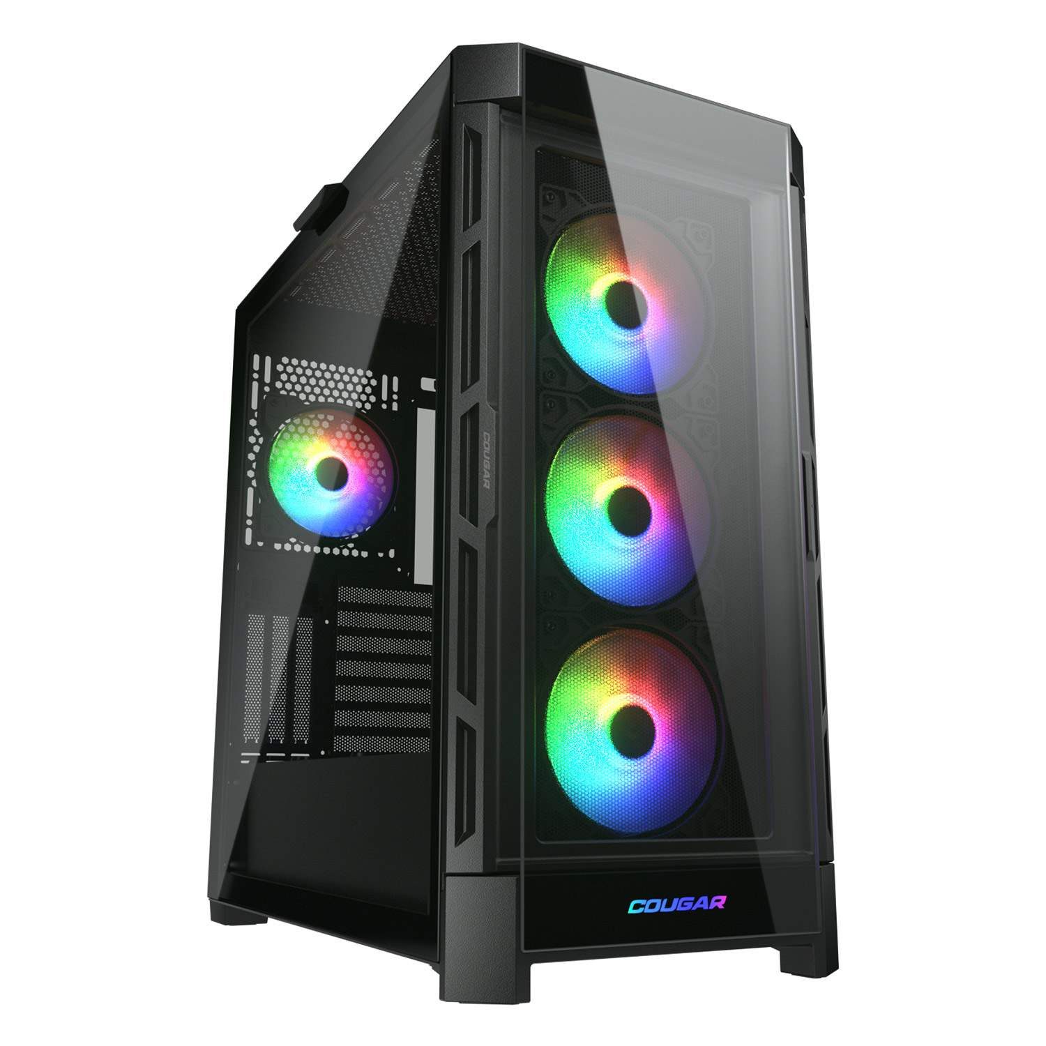 Cougar Gaming-Gehäuse DuoFace Pro, Midi-Tower ARGB, 1x USB Type-C, 2x USB-A 3.0, ATX, ATX, 4 Lüfter vormontiert; Netzteil GR 1000 80+ Gold vorinstalliert