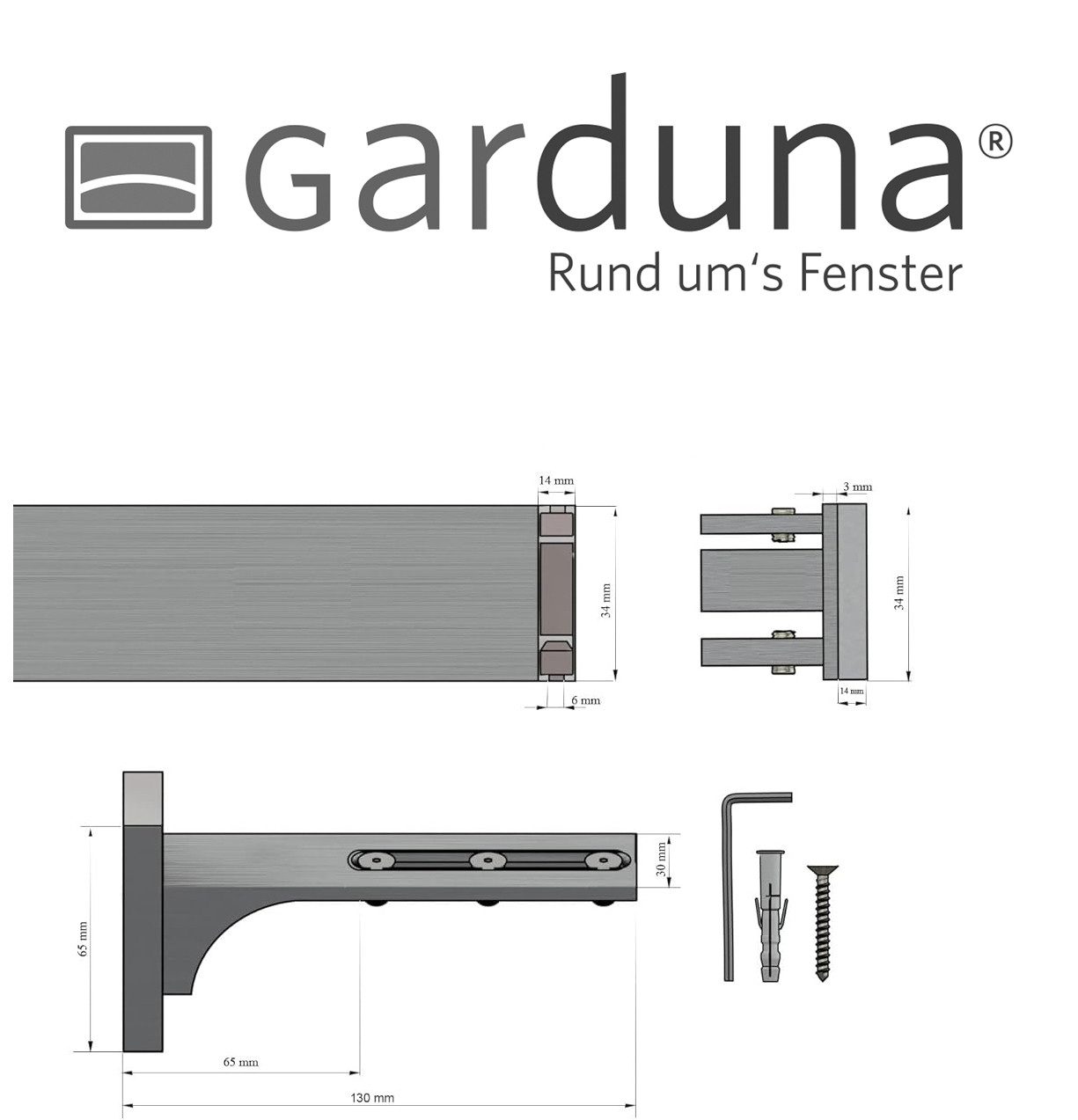 Garduna Gardinenstange 2-Lauf Hochkant System 14x34mm Innenlauf 6mm, kürzbar, variabel in Laufabstand, 6mm Laufkanal, schliche Eleganz – Bild 4 von 5
