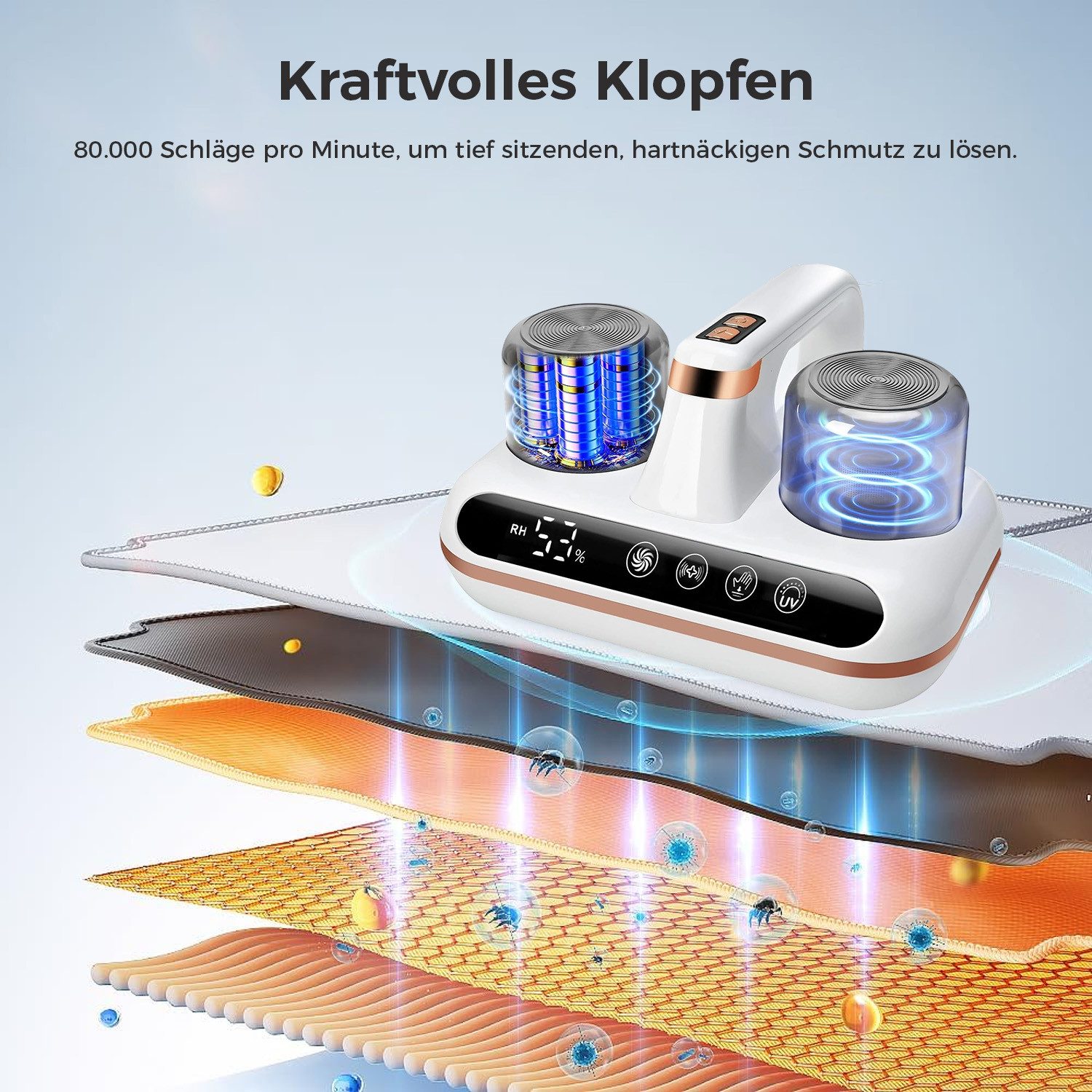AKKEE Matratzenreinigungsgerät Milbensauger für Matratzen, Milbenstaubsauger mit UV-C Licht, 100 W