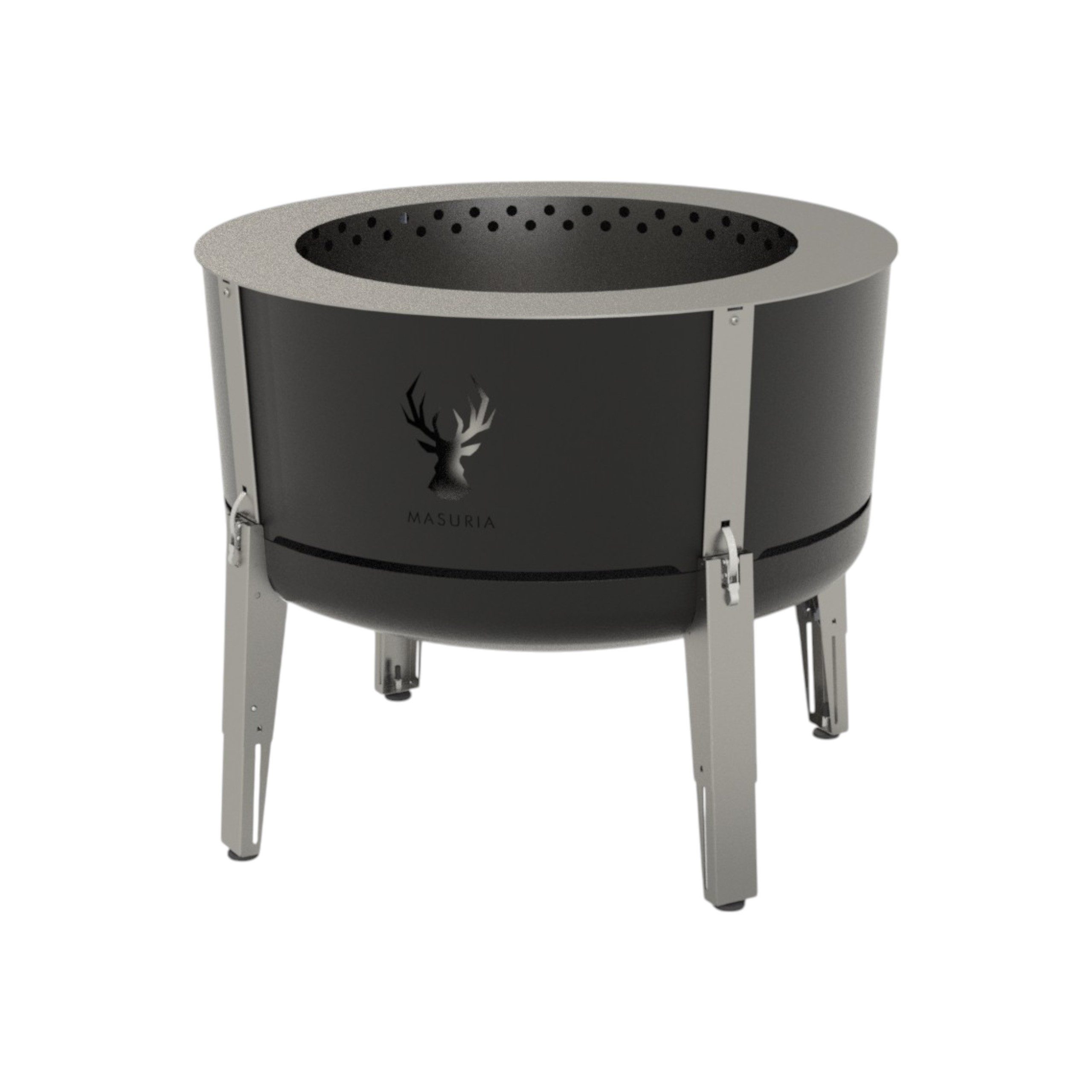 Feuerschale Masuria Wild Alpha 800 SE Black Rauchfreie Feuerstelle Grill Edelstahl