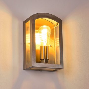 hofstein Außen-Wandleuchte »Cesena« Außenwandlampe aus Glas in Edelstahlfarben/Klar, ohne Leuchtmittel, 1xE27, mit Lichteffekt an der Wand, für Terrasse/Hof/Haustür, IP44