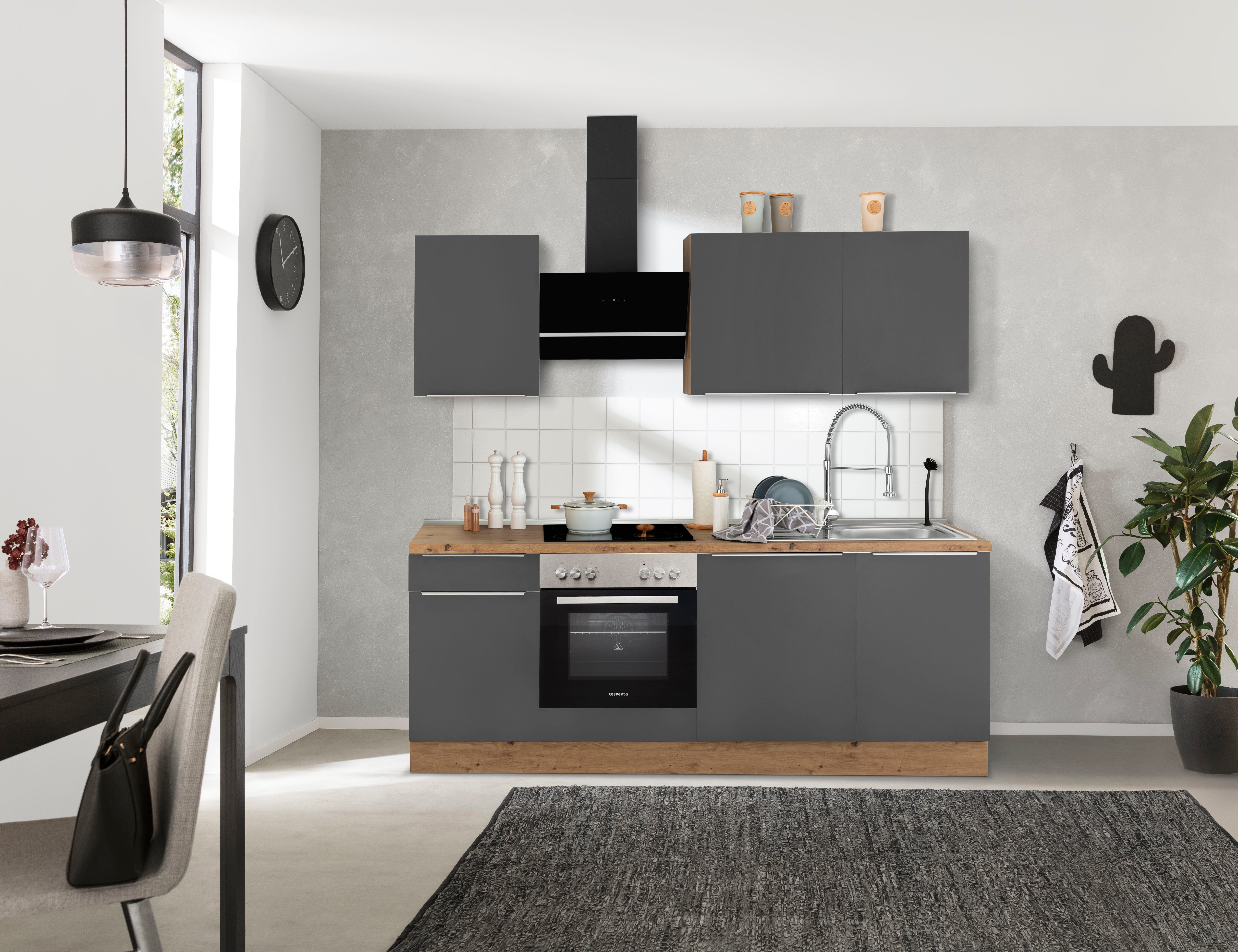 RESPEKTA Küchenzeile »Safado aus der Serie Marleen«, hochwertige  Ausstattung wie Soft Close Funktion, Breite 220 cm