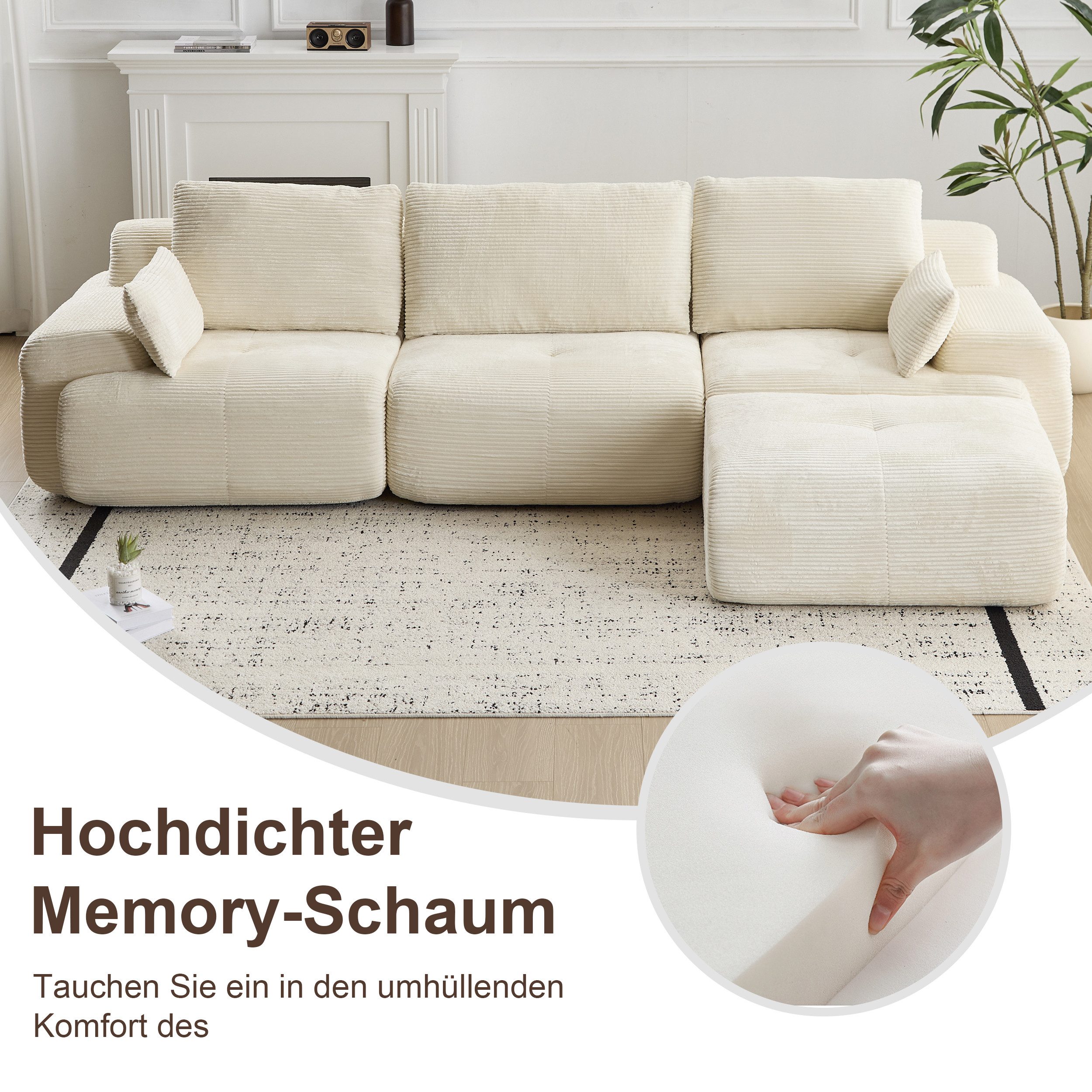 Leawin Sofa Sofa 3-2-1 Sitzer mit Schlaffunktion – Wohnzimmersofa modern & bequem, Bequemes Sofa mit Bettfunktion – modern, kompakt und flexibel nutzbar
