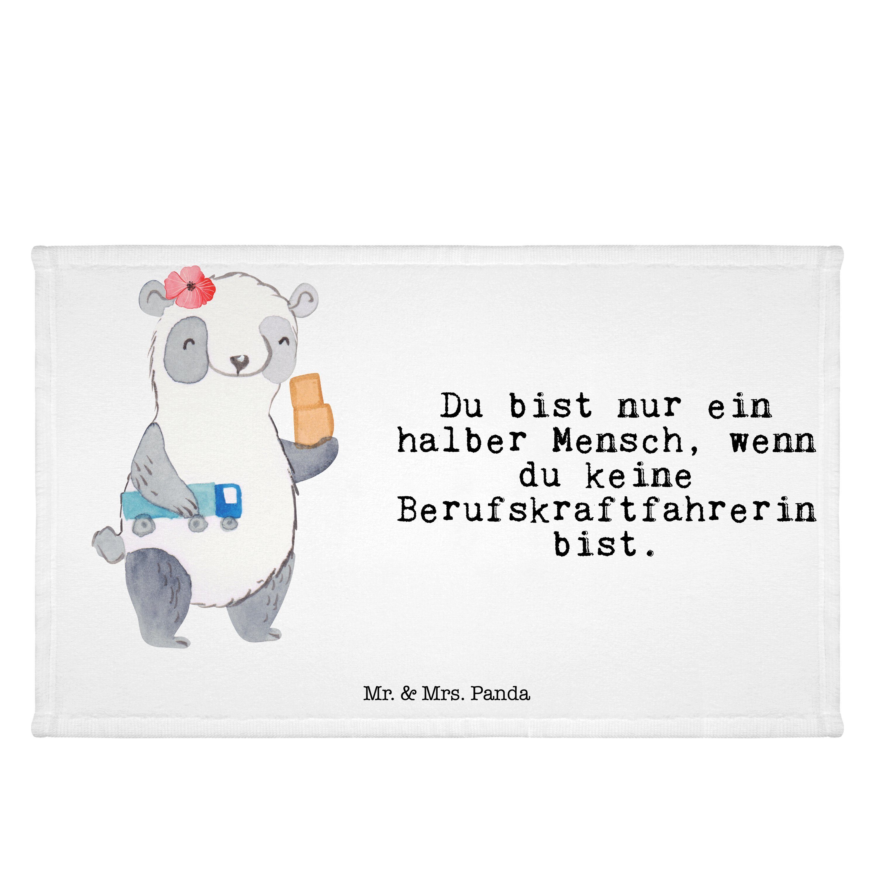 Mr. & Mrs. Panda Handtuch Berufskraftfahrerin mit Herz - Weiß - Geschenk, Kinder Handtuch, Dank, (1-St)