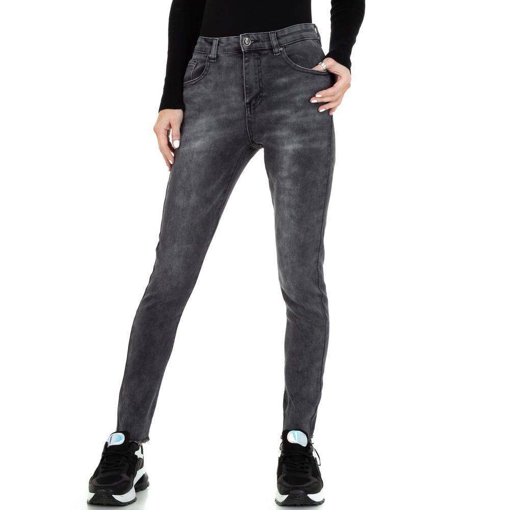 Ital-Design High-waist-Jeans Damen Freizeit Used-Look Stretch High Waist  Jeans in Grau