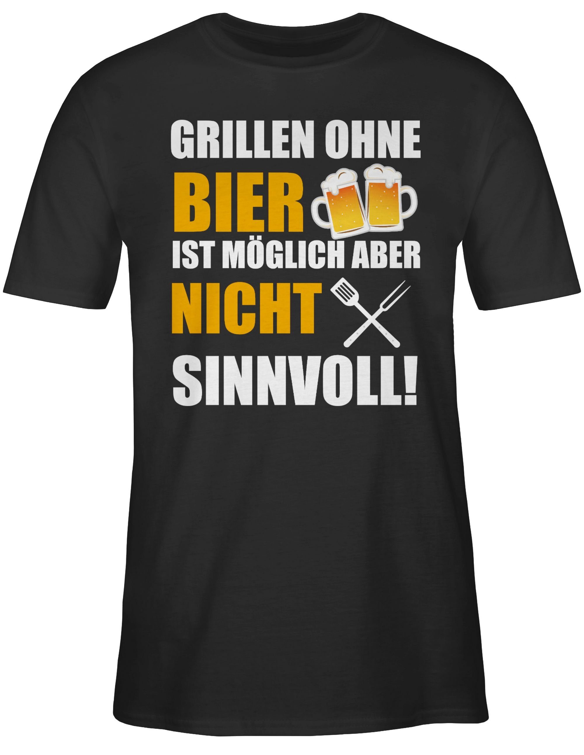 Grillen Grillzubehör ist ohne Geschenk T-Shirt sinnvoll & weiß 01 Bier Grillen nicht Schwarz Shirtracer