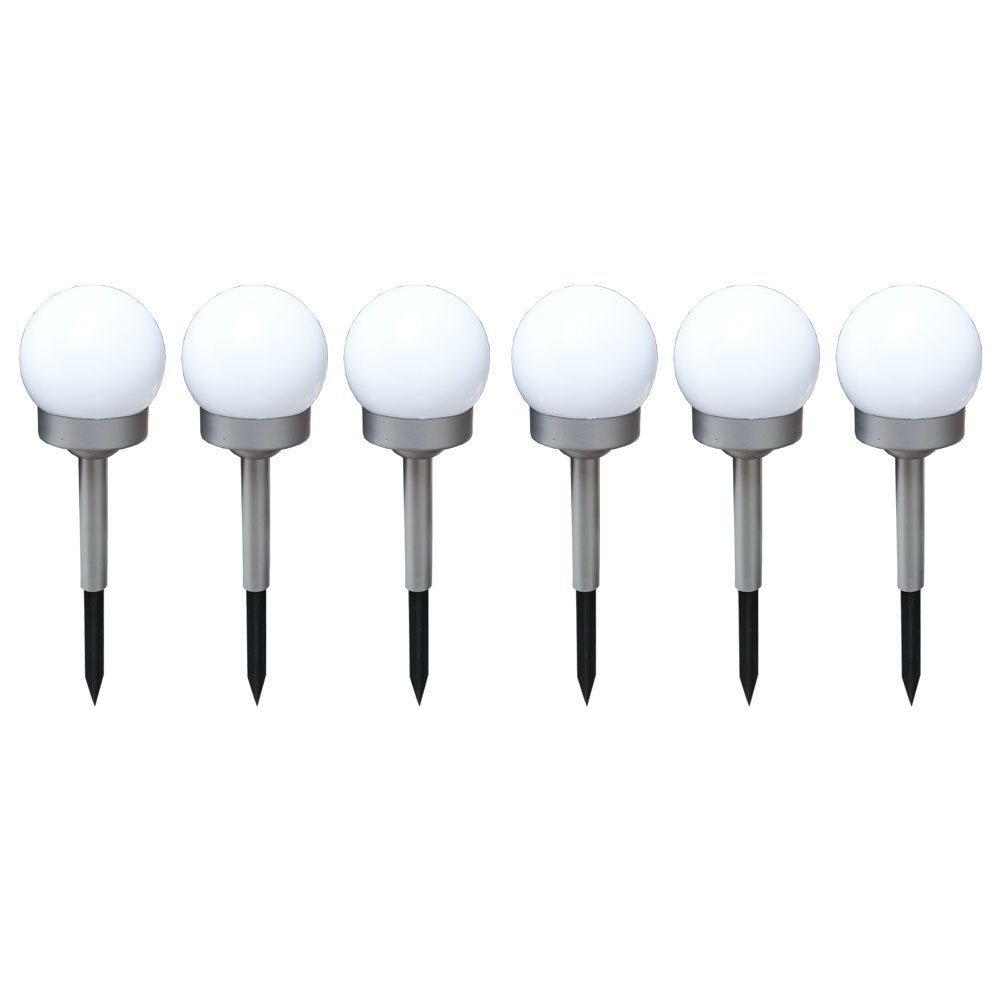 etc-shop LED Gartenleuchte, LED-Leuchtmittel fest verbaut, Neutralweiß, 6x LED Außen Solar Steck Leuchten Erdspieß Balkon Kugel Strahler Park