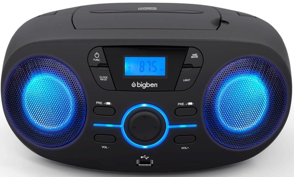 BigBen tragbarer CD Player AU363166 FM CD61 MP3 schwarz USB AUX-IN Radio CD-Player