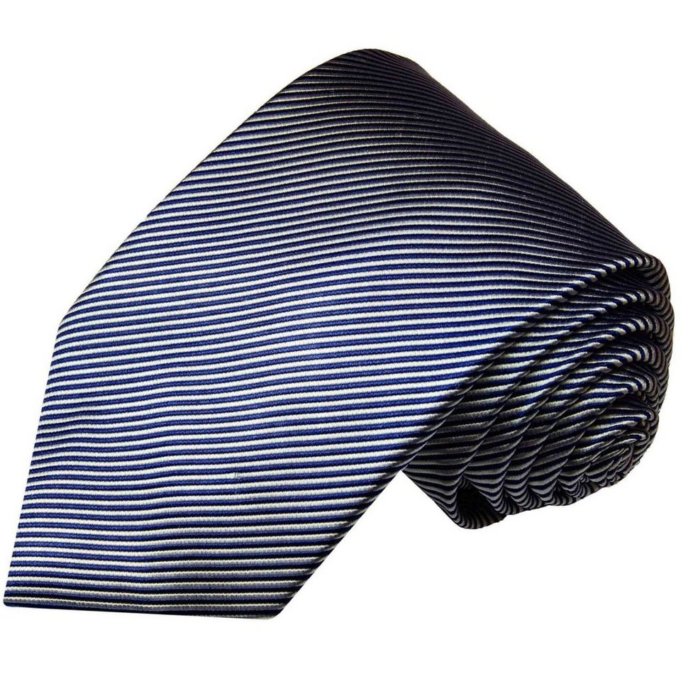 Paul Malone Krawatte Herren Seidenkrawatte Schlips modern gestreift 100%  Seide Breit (8cm), blau 519