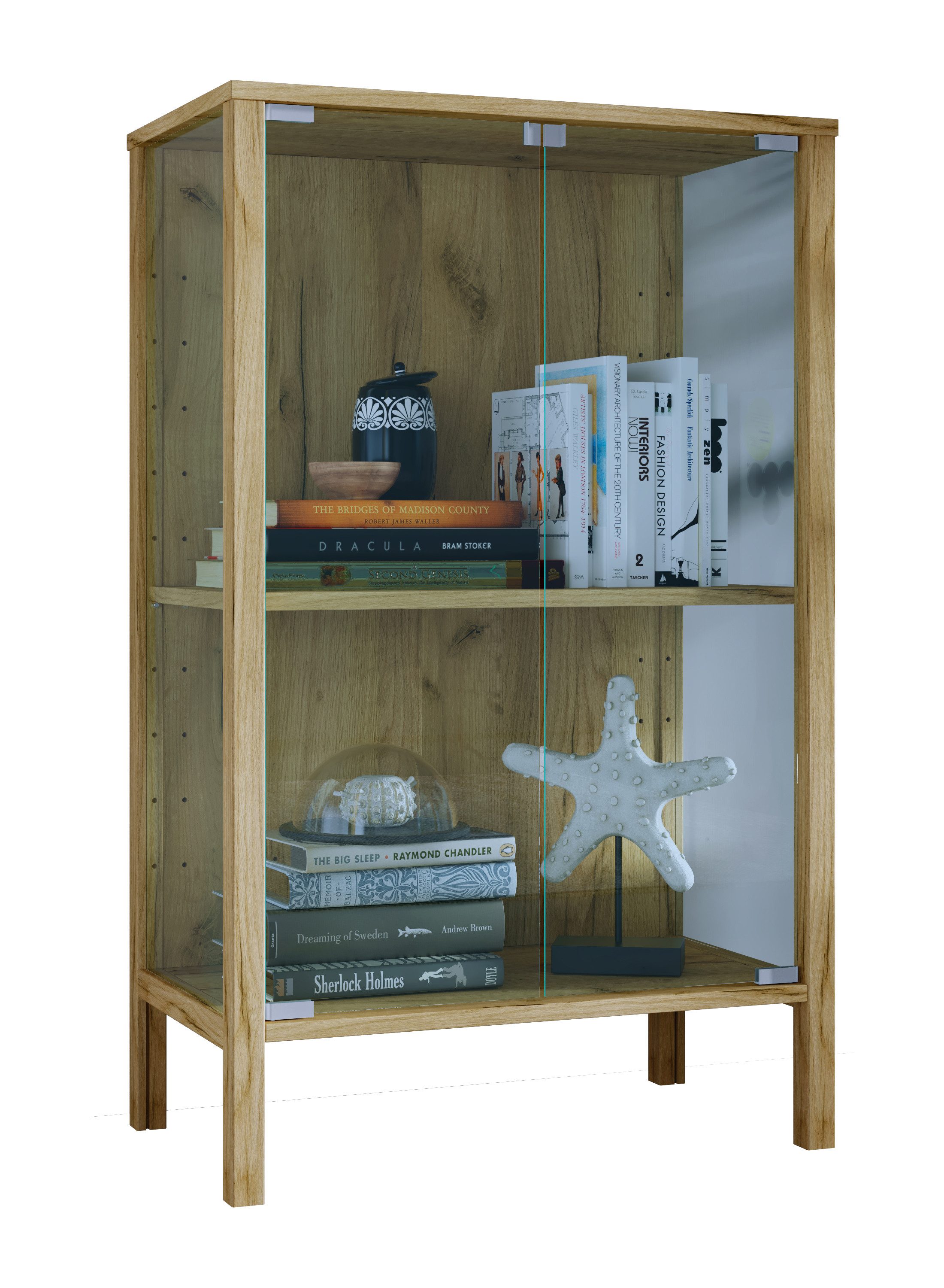 VCM Standvitrine Glasvitrine Jensol mit ESG Glas Kommode stehend