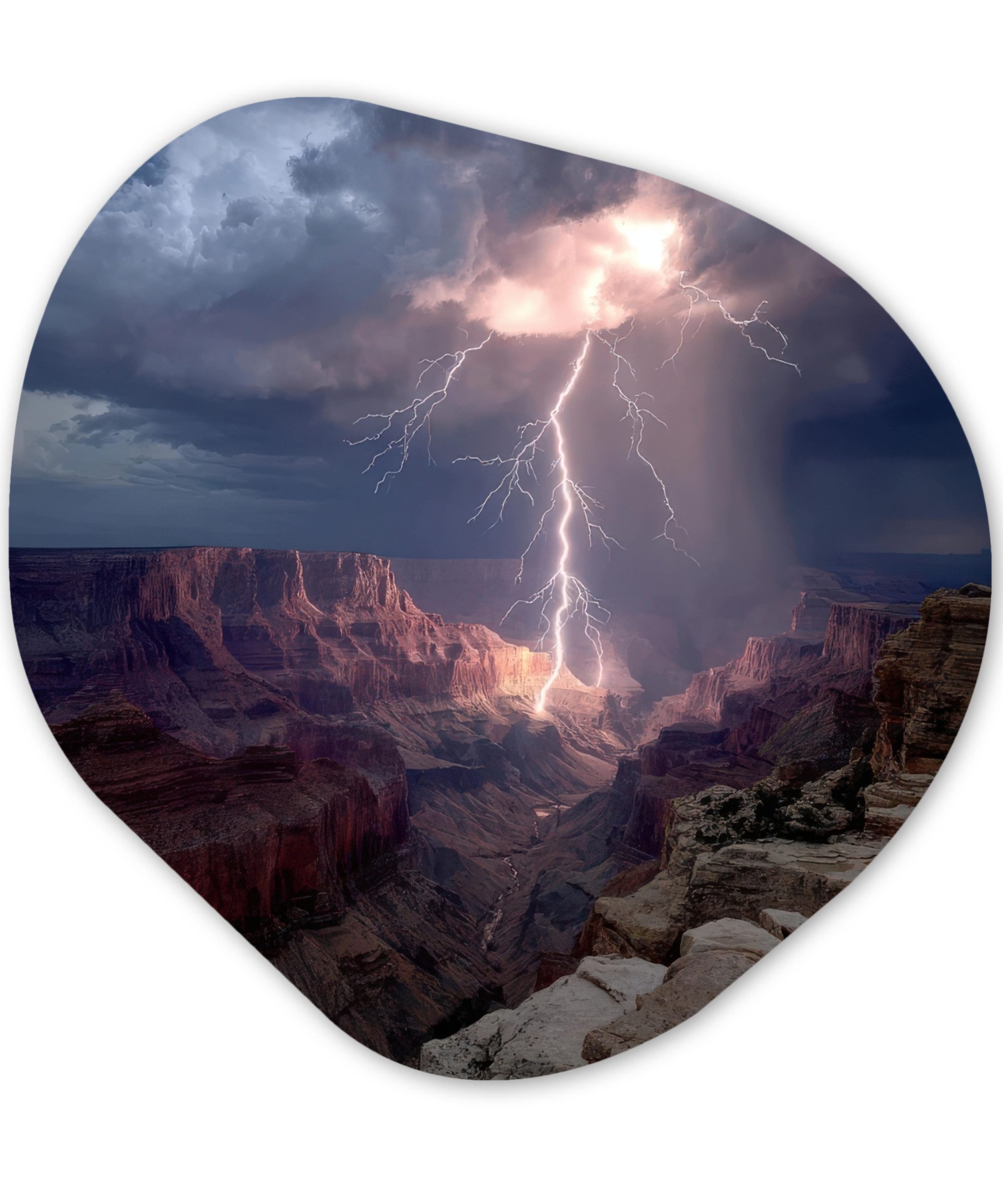 MuchoWow Gemälde Blitze - Wolken - Schlucht, Fotodruck (1 St), Wandbild Abstrakt, Wohnzimmer Schlafzimmer Wanddekoration, 40x40 cm