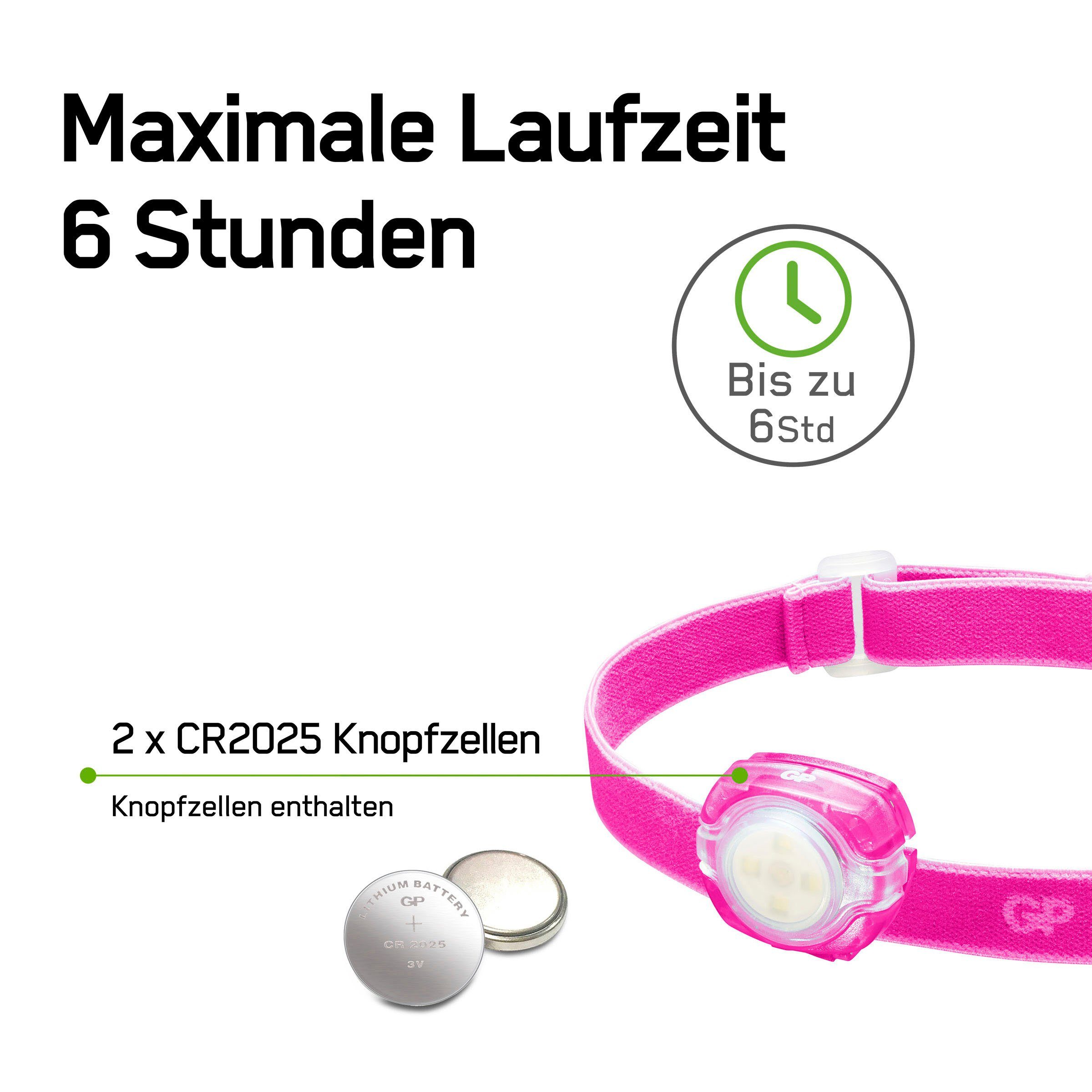 Stirnlampe überall rosa GP Batteries Leuchte, mit Discovery befestigen Clip abnehmbare Schulranzen) (z.B. zu CH31,