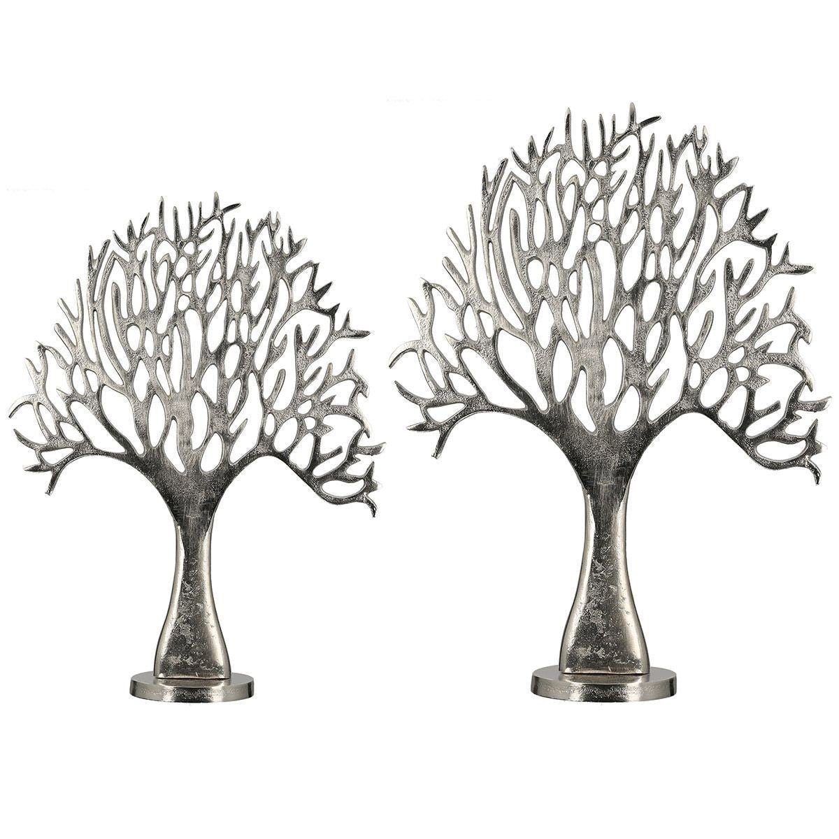 GILDE Dekoobjekt Elegance Qualitäts Skulptur Lebensbaum Aluminium  Antikfinish 51cm oder