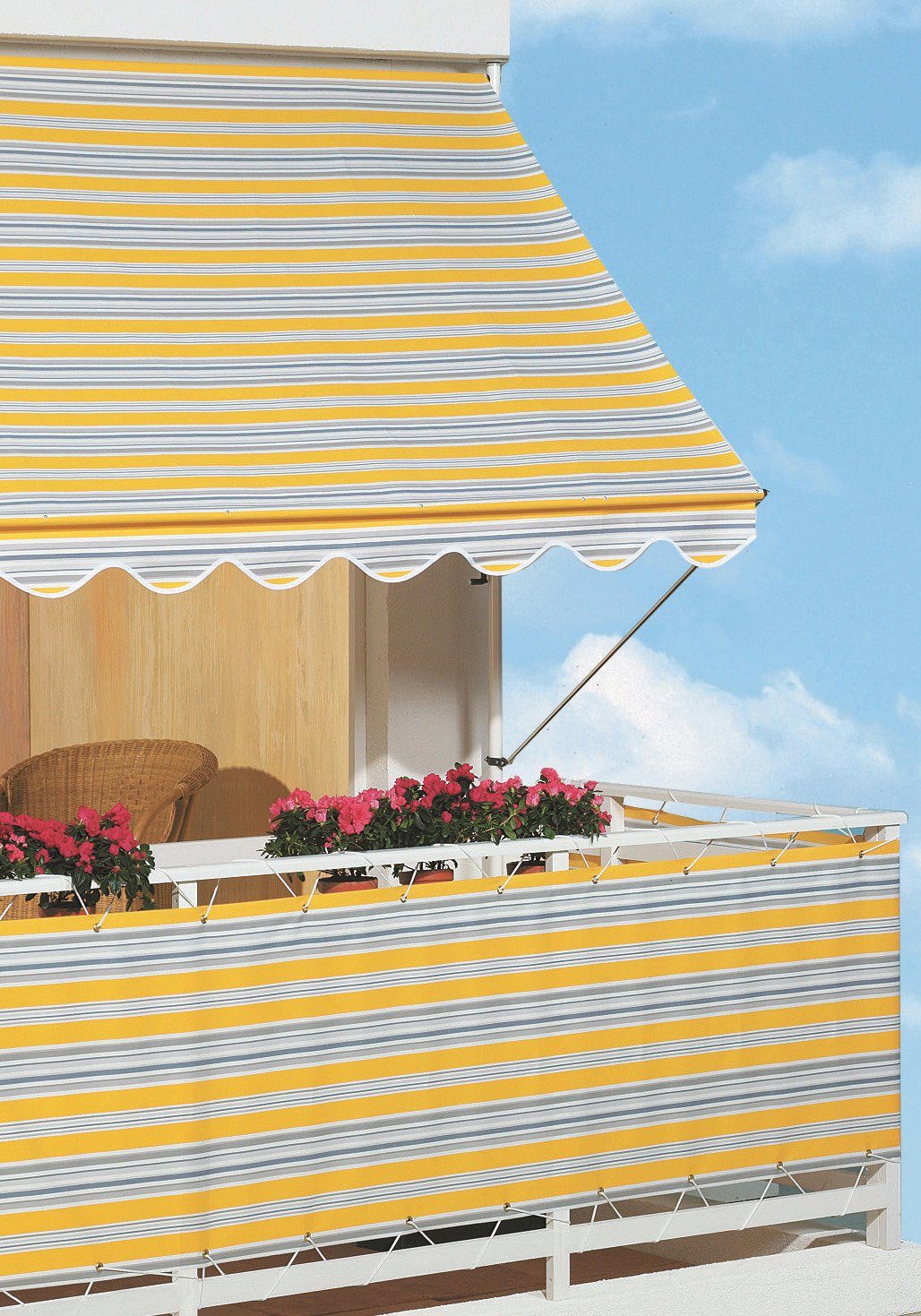 Angerer Freizeitmöbel Klemmmarkise gelb-grau, Ausfall: 150 cm, versch. Breiten