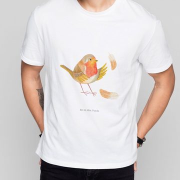 Mr. & Mrs. Panda T-Shirt Rotkehlchen mit Federn - Weiß - Geschenk, Männer, Herrn, gute Laune, (1-tlg)