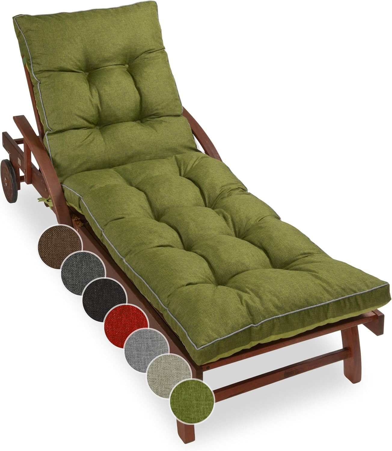 sunnypillow Liegenauflage 200 x 60 - Auflage für Gartenliege extra dick 13cm, Grün