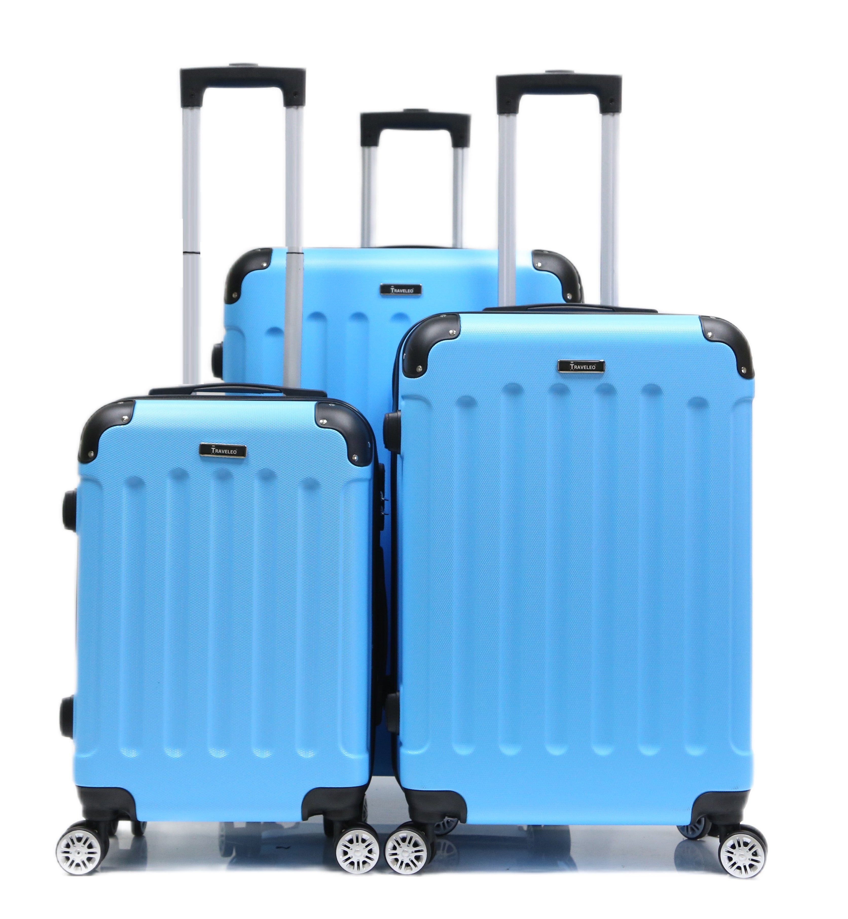 Cheffinger Kofferset Reisekoffer Koffer 3 tlg Hartschale Trolley Set Kofferset Handgepäck, (3 tlg) Skyblue