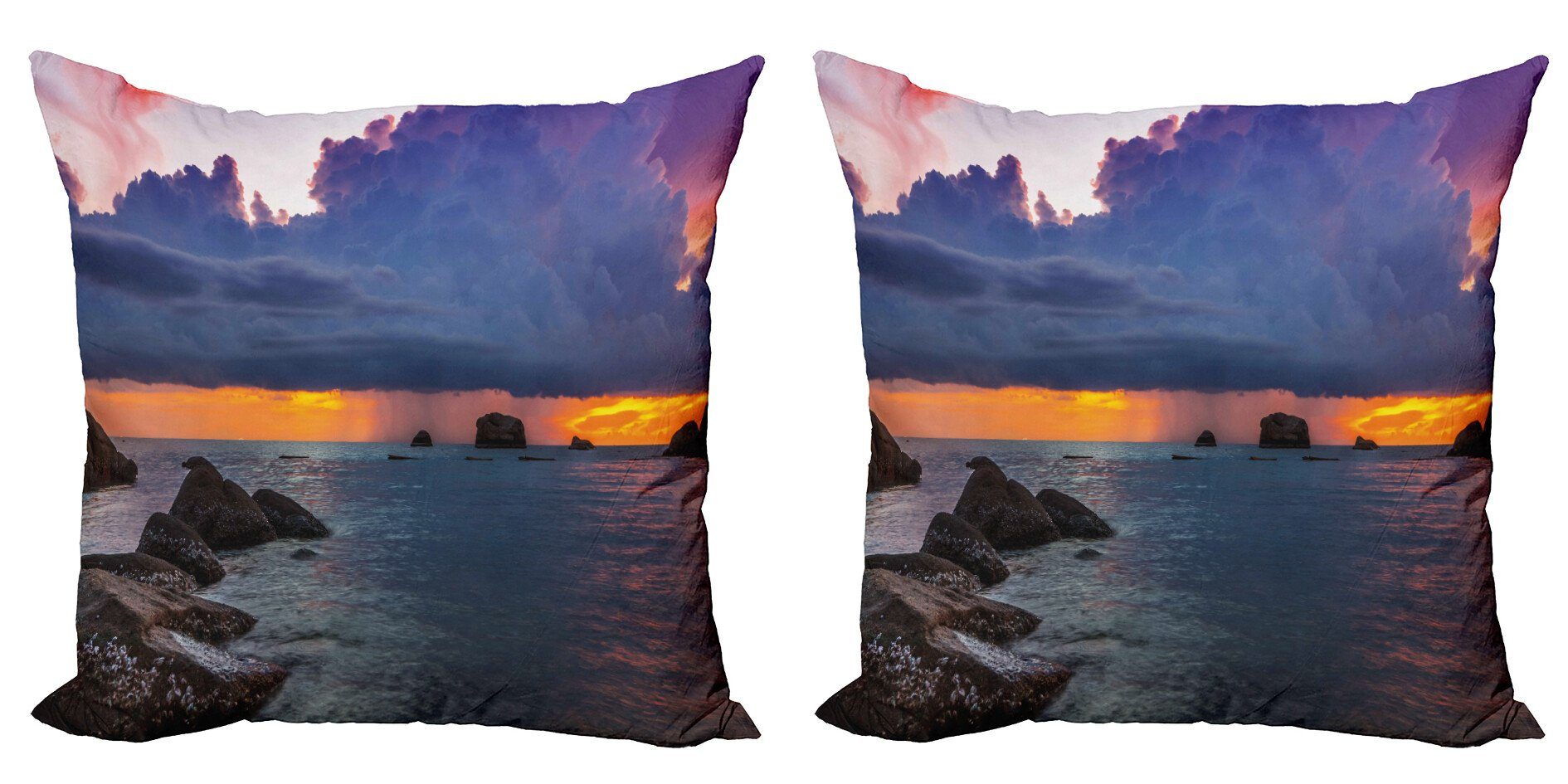 Kissenbezüge Modern Accent Doppelseitiger Digitaldruck, Abakuhaus (2 Stück), Strand Tropic Seashore Sunset